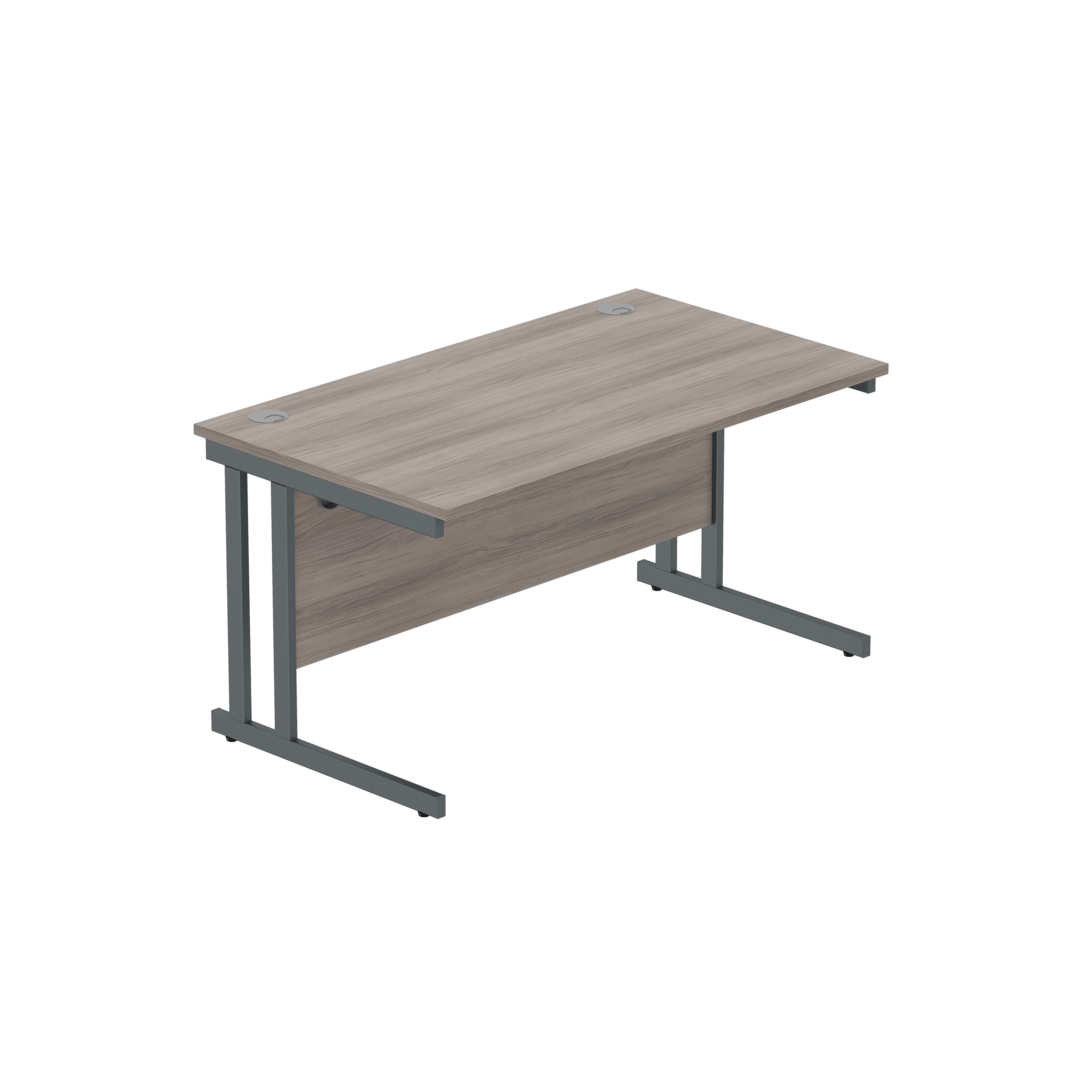 Office Rectangular Desk with Steel Double Upright Cantilever Frame (FSC) | 1400X800 | Alaskan Grey Oak/Graphite thumbnail 2
