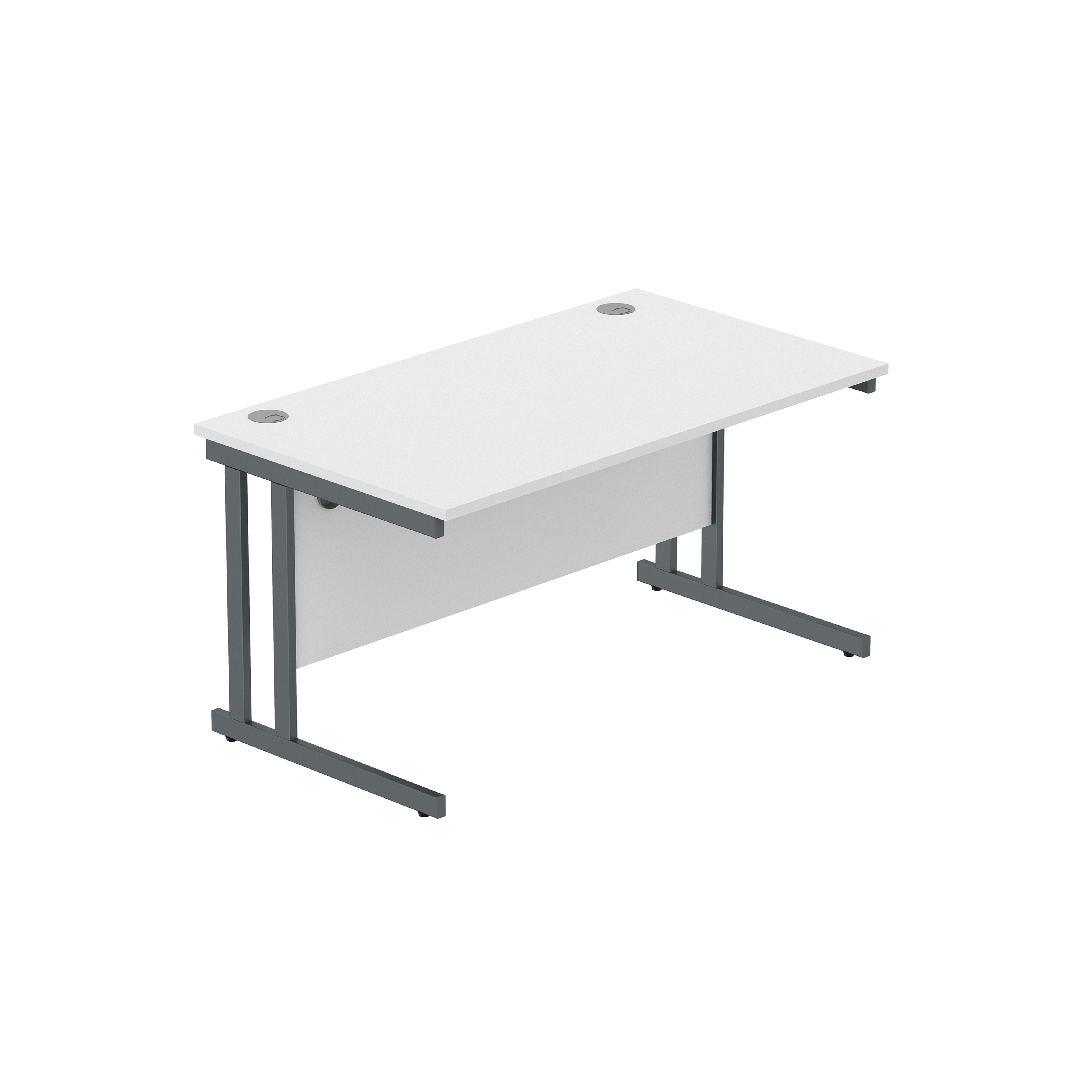 Office Rectangular Desk with Steel Double Upright Cantilever Frame (FSC) | 1400X800 | Arctic White/Graphite thumbnail 2