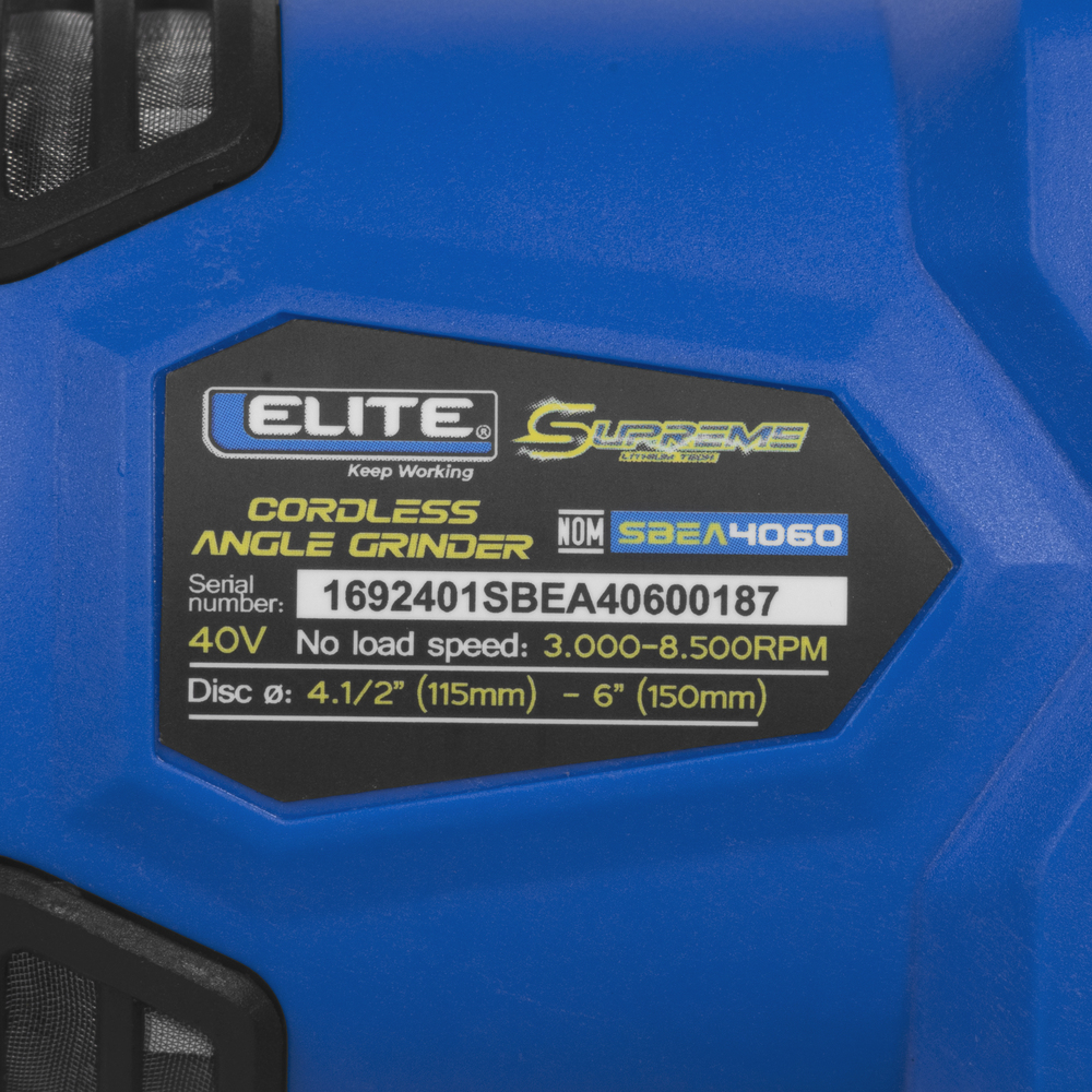 Esmeriladora inalámbrica desde 4 1/2" - 6” sin escobillas ELITE. No incluye batería ni cargador.