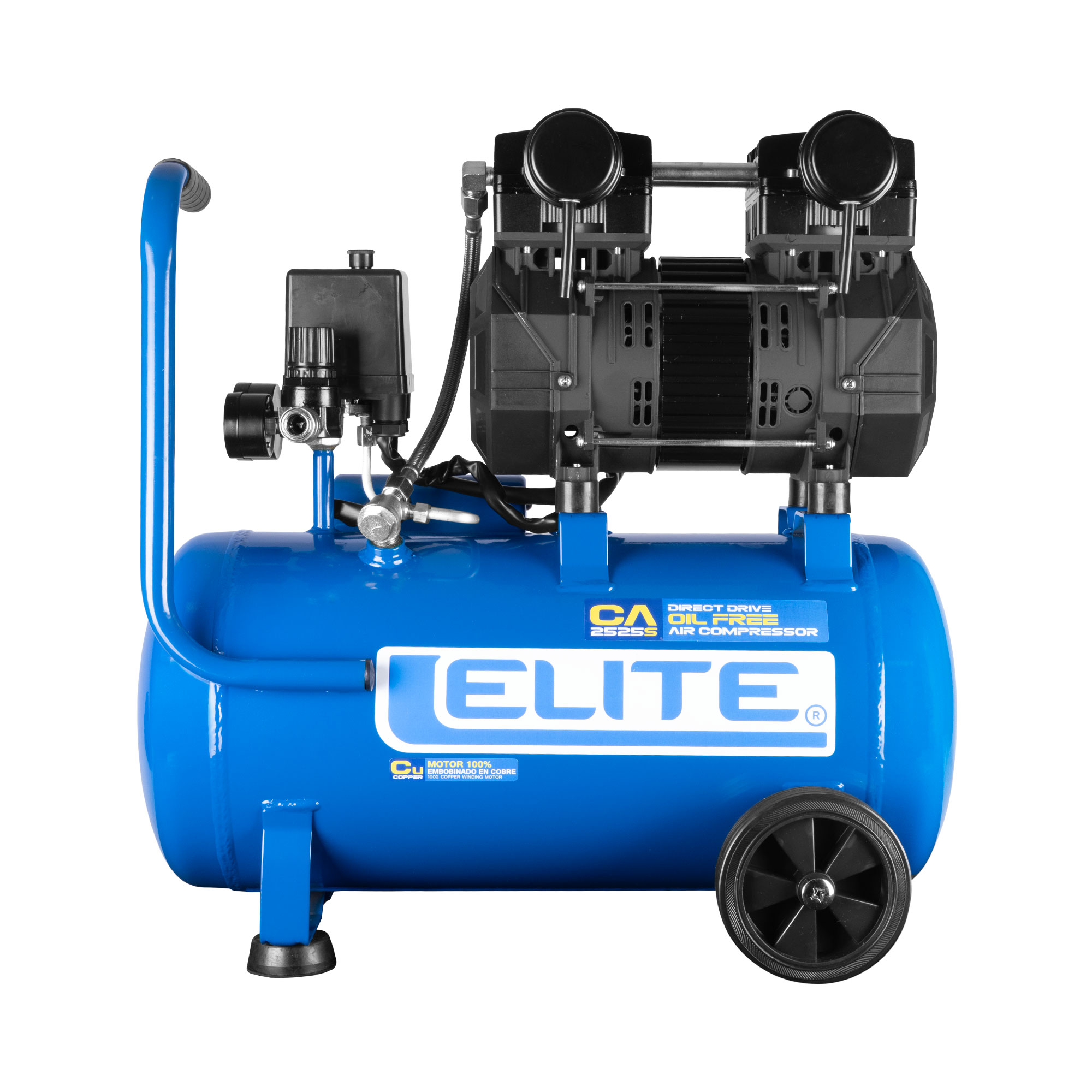 Compresor de acople directo libre de aceite 25 Lts  2.5 Hp, 125 PSI, 6,1 CFM, 110V-60Hz