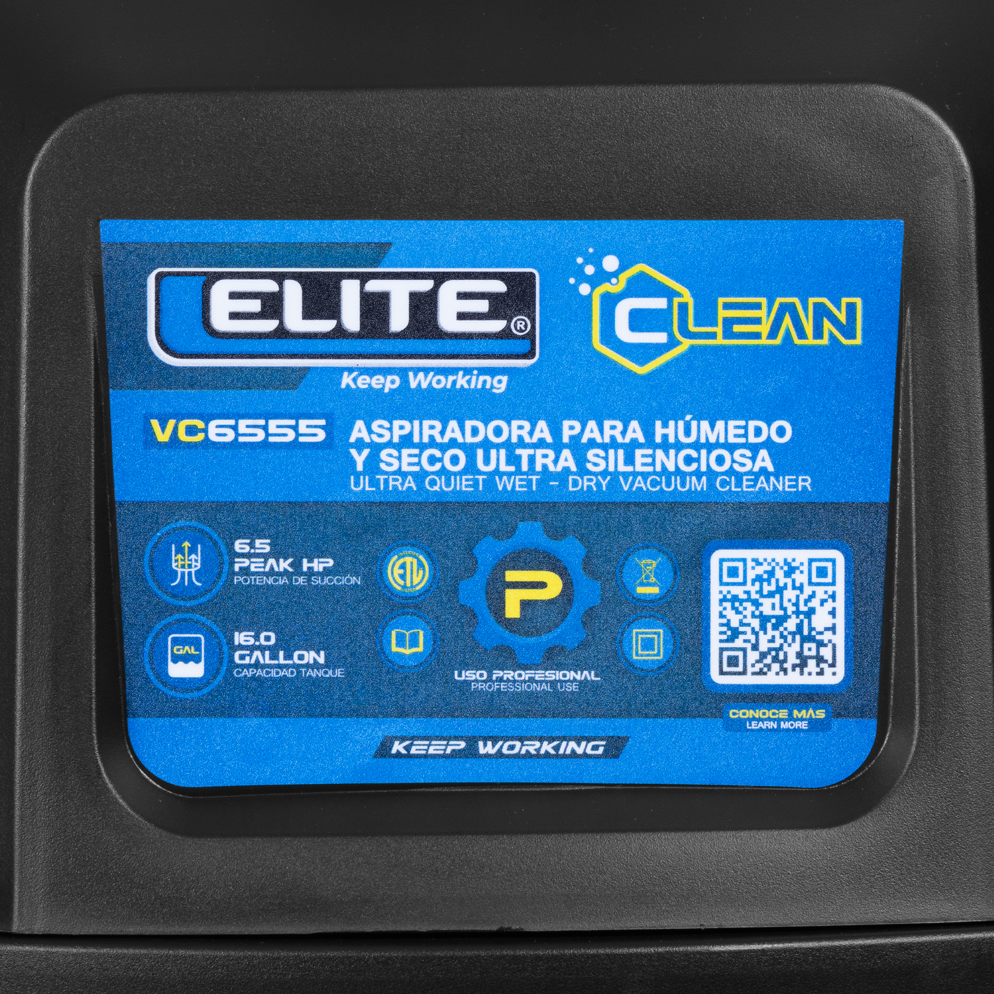 Aspiradora Utra silencionsa Seco y Humedo 16 Gl - 6.5 HP- 105 CFM