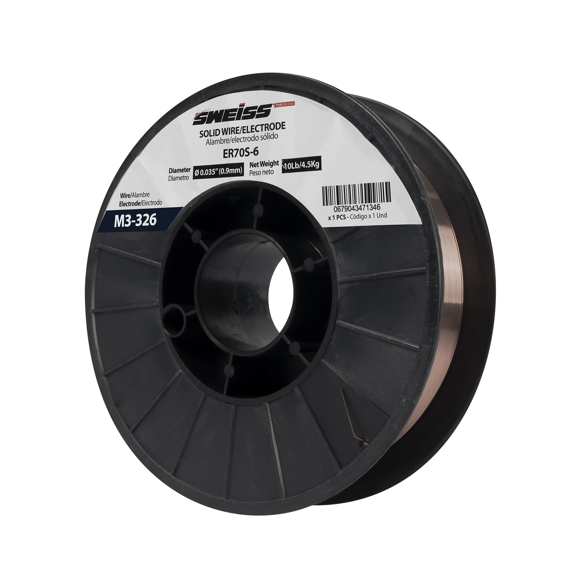 ROLLO SOLDADURA MIG ALAMBRE ACERO AL CARBON 0.035' 0.9mm AWS ER70S-6 200MM (10 LB 4.5KG)