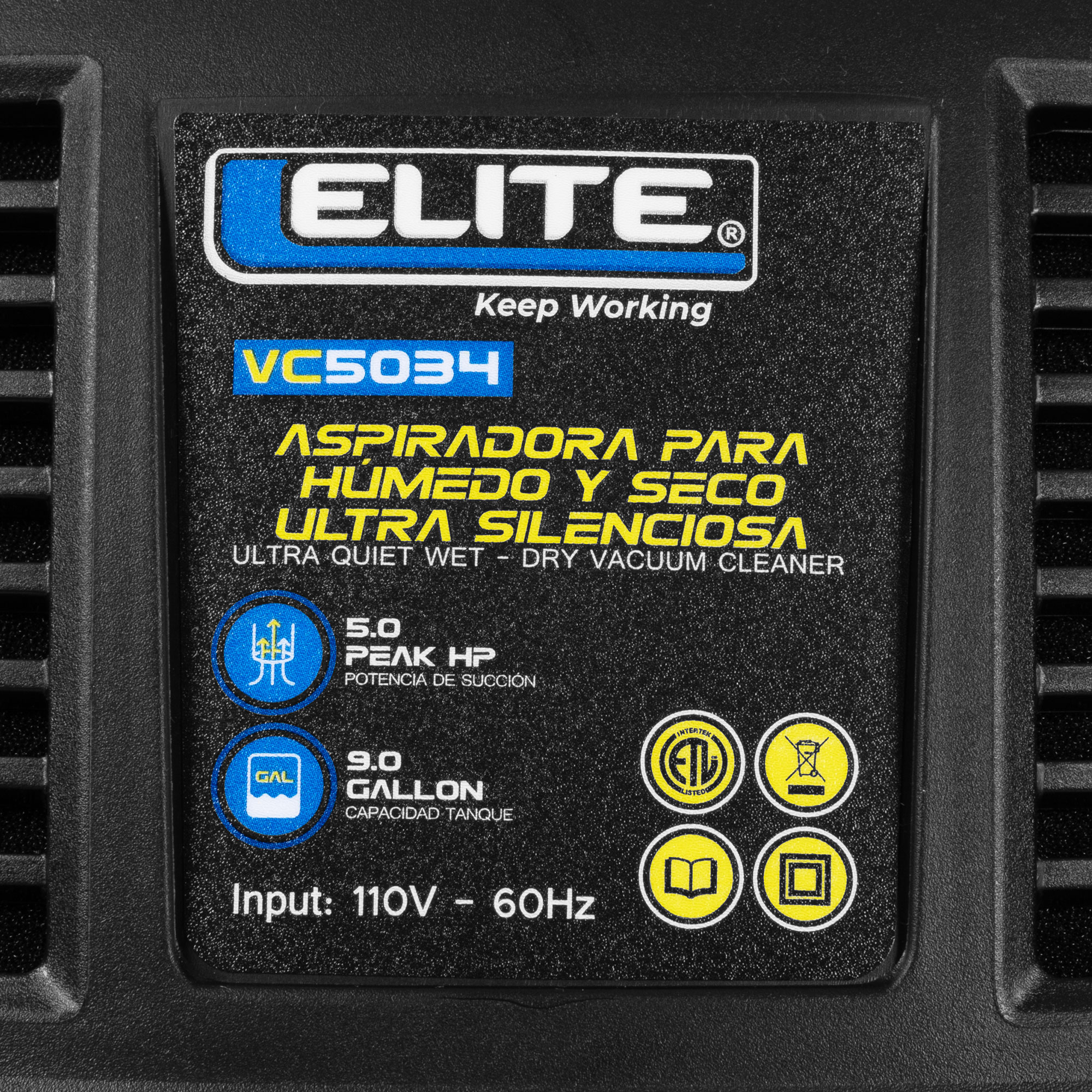 Aspiradora Utra silencionsa Seco y Humedo 9 Gl - 5 HP- 95 CFM