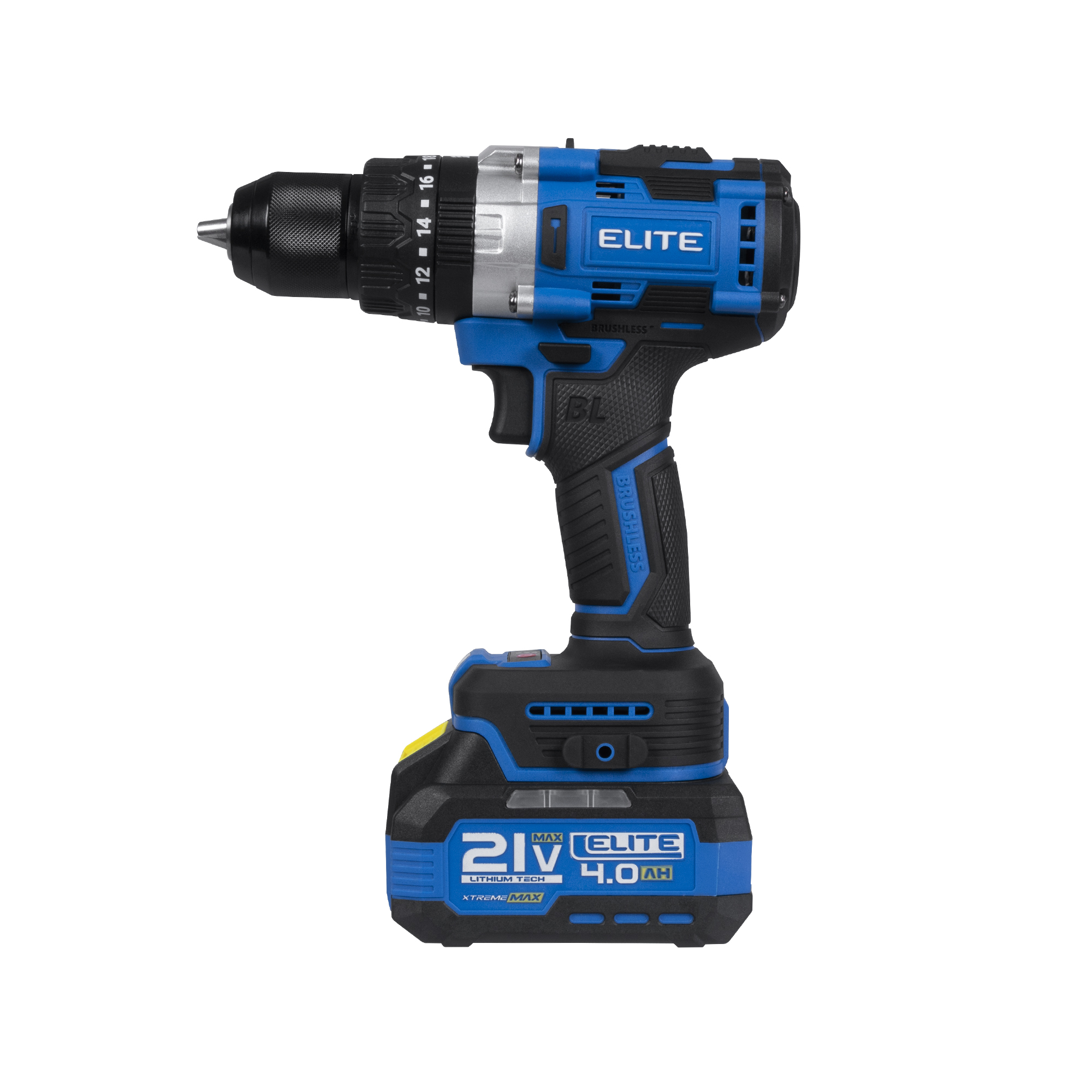 Taladro percutor inalambrico brushless 21V + 1 bateria 2 amp + 1 bateria 4 amp + cargador