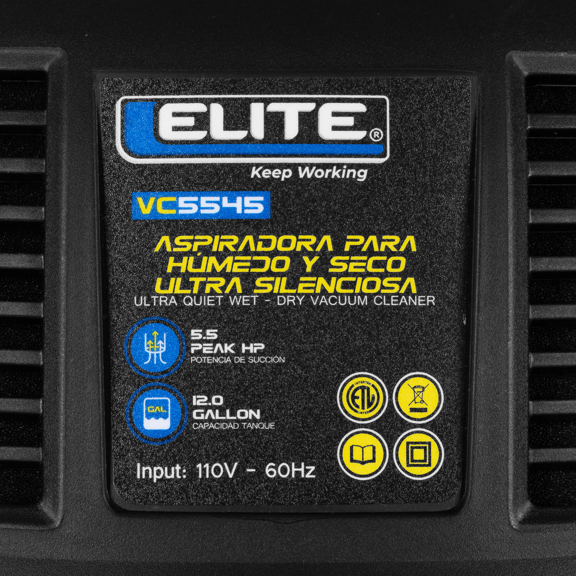 Aspiradora Utra silencionsa Seco y Humedo 12 Gl - 5.5 HP- 100 CFM