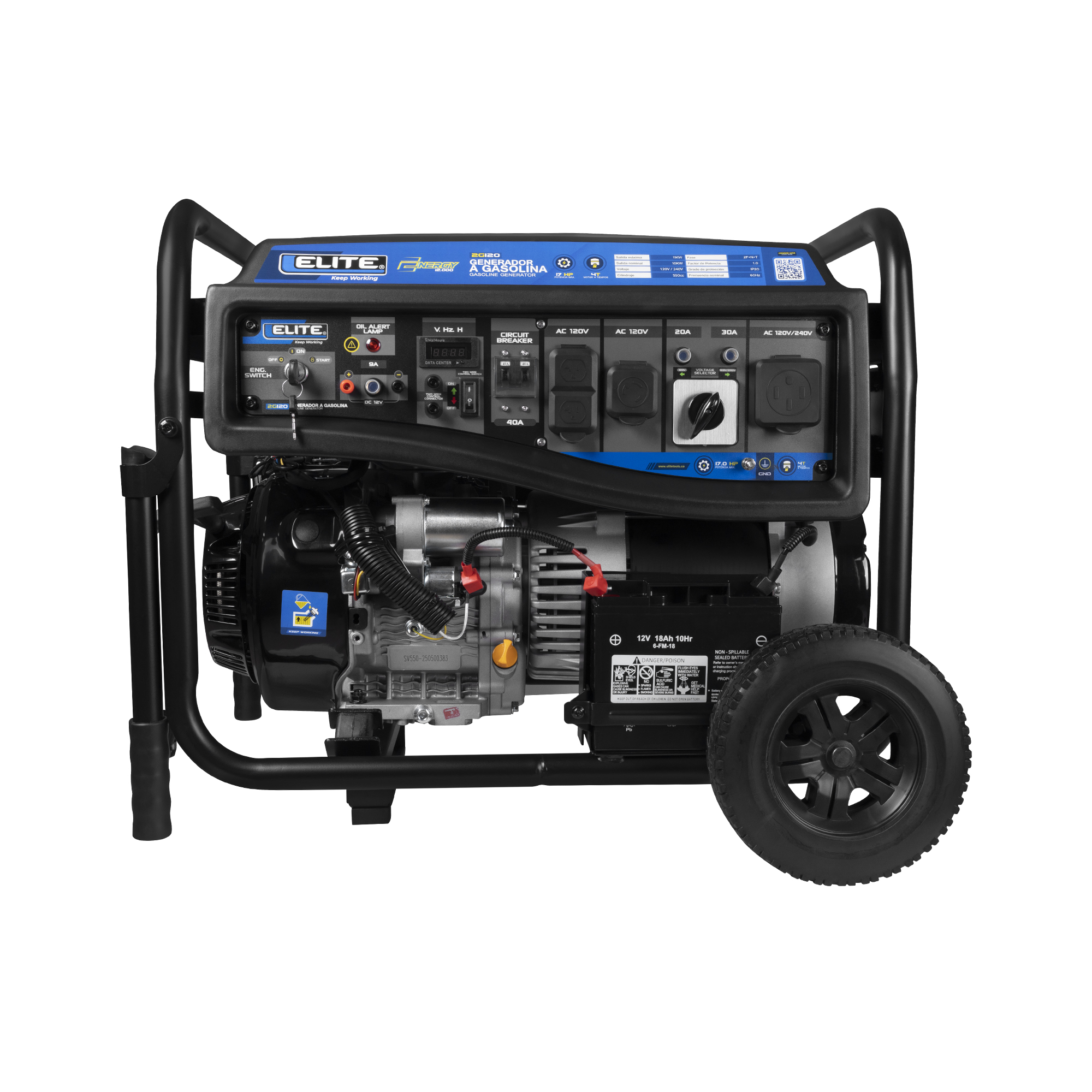 Generador a gasolina Abierto 11.000W 120V-240V 60Hz Encendido electrico con llave y manual - Incluye selector ATS