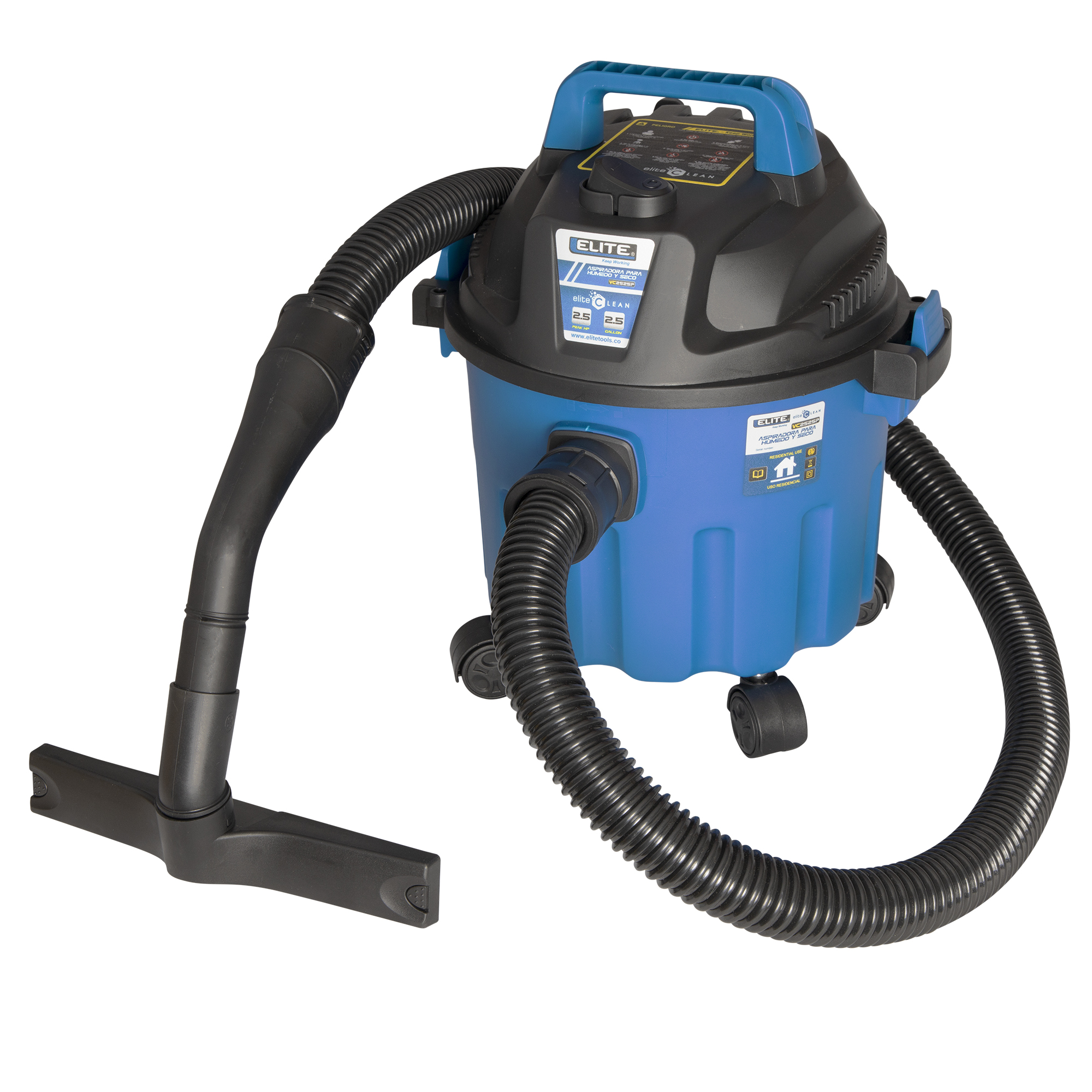 Aspiradora 2.5 Hp 9.5 L / 2.5 G Húmedo / seco ELITE VC2525P ELITE