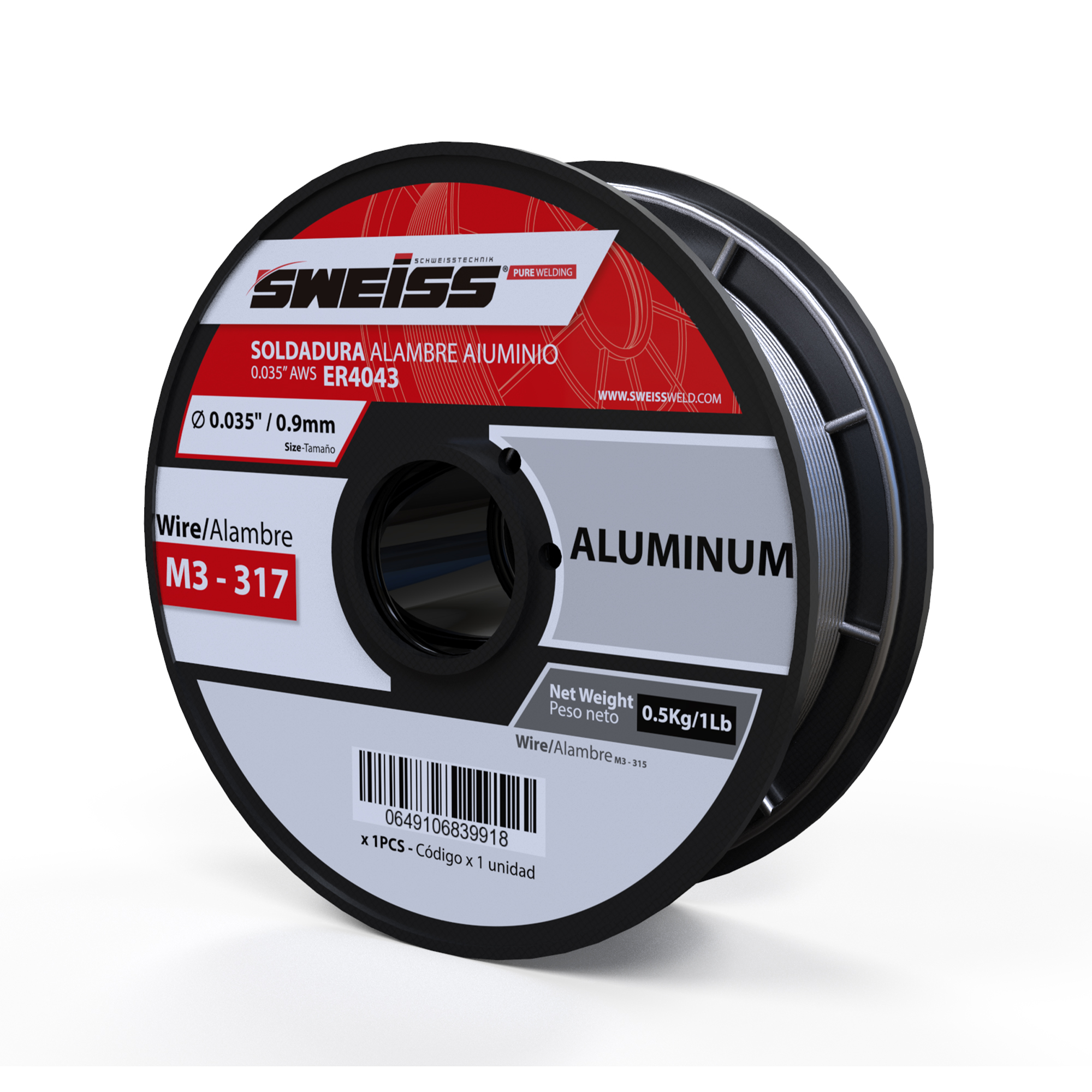 Rollo soldadura MIG alambre aluminio 0.035'  0.9mm AWS ER4043 (0.45 Kg)