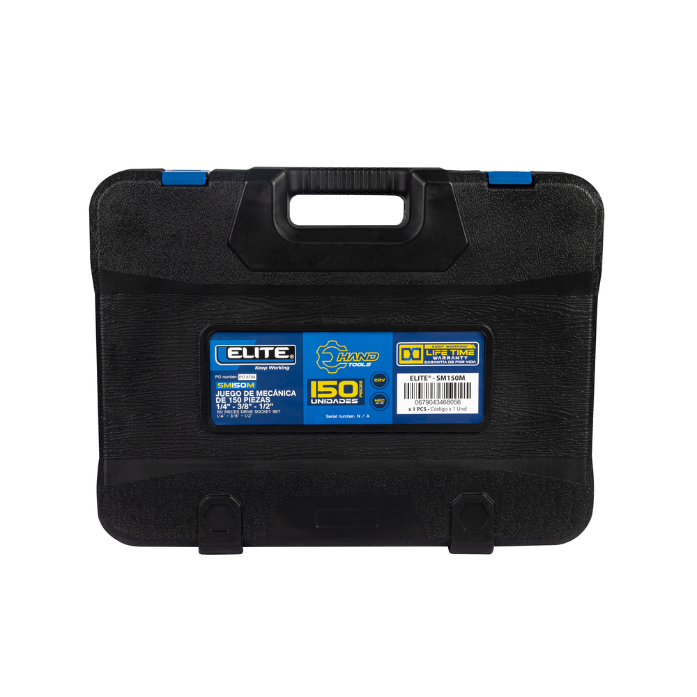 Juego de Herramientas Mecánicas Profesional ELITE de 150 Piezas CR-V 1/4” – 3/8” – 1/2”