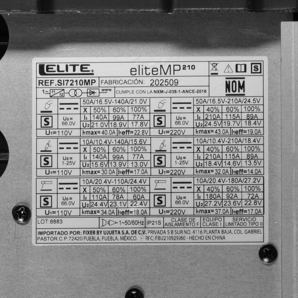Soldador Inversor MULTIPROCESOS ELITE MP 210 5KG - 210A 110/220V