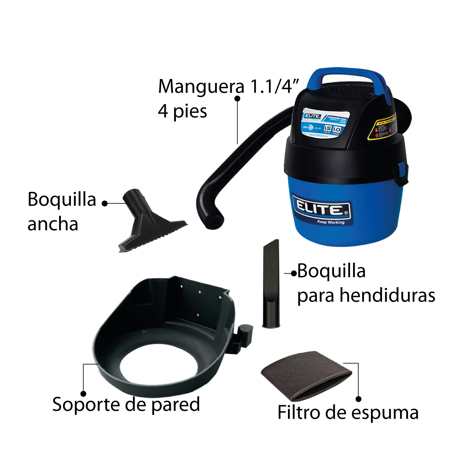 Aspiradora eléctrica 4 L Húmedo / seco ELITE