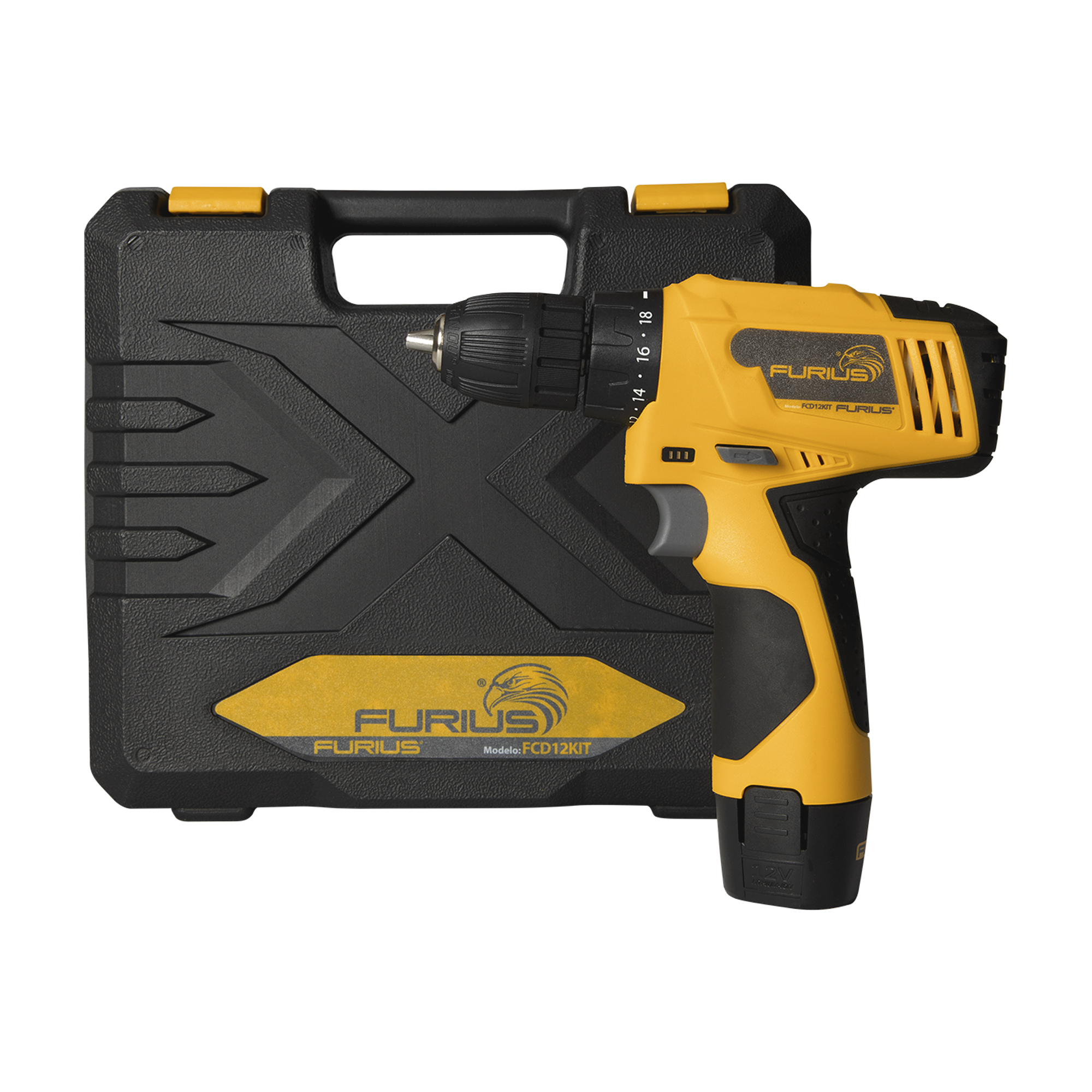 Kit Taladro Atornillador Inalámbrico 12V de 3/8" (10mm) con 27 accesorios  1.350 RPM . FIRE 12