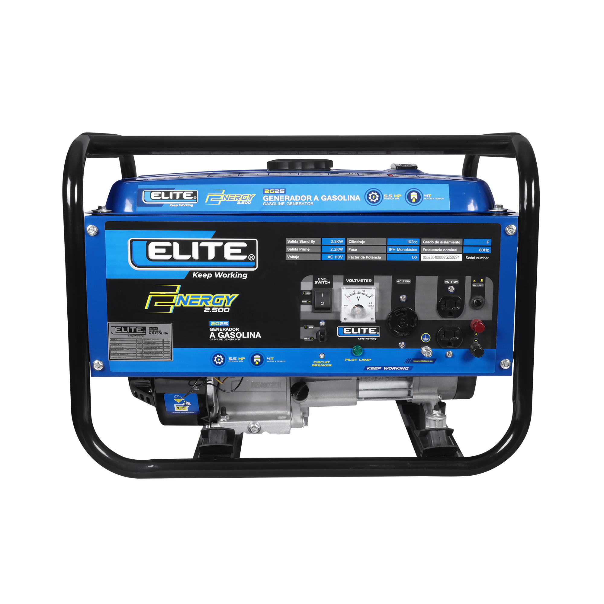 Generador portatil a gasolina 2.5KW 110V 60Hz 1PH