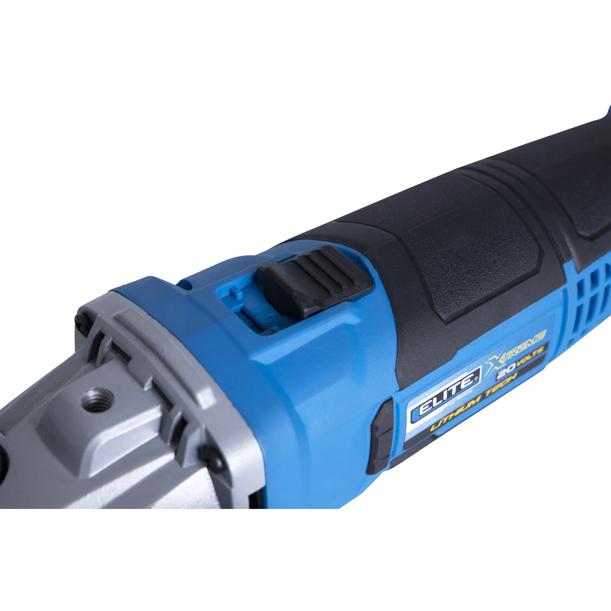 Esmeriladora inalámbrica 4-1/2 pulg, 20V, 10.000 RPM ELITE con Batería, Cargador, Estuche Plástico, Mango Auxiliar, Guarda Disco y Llave de ajuste