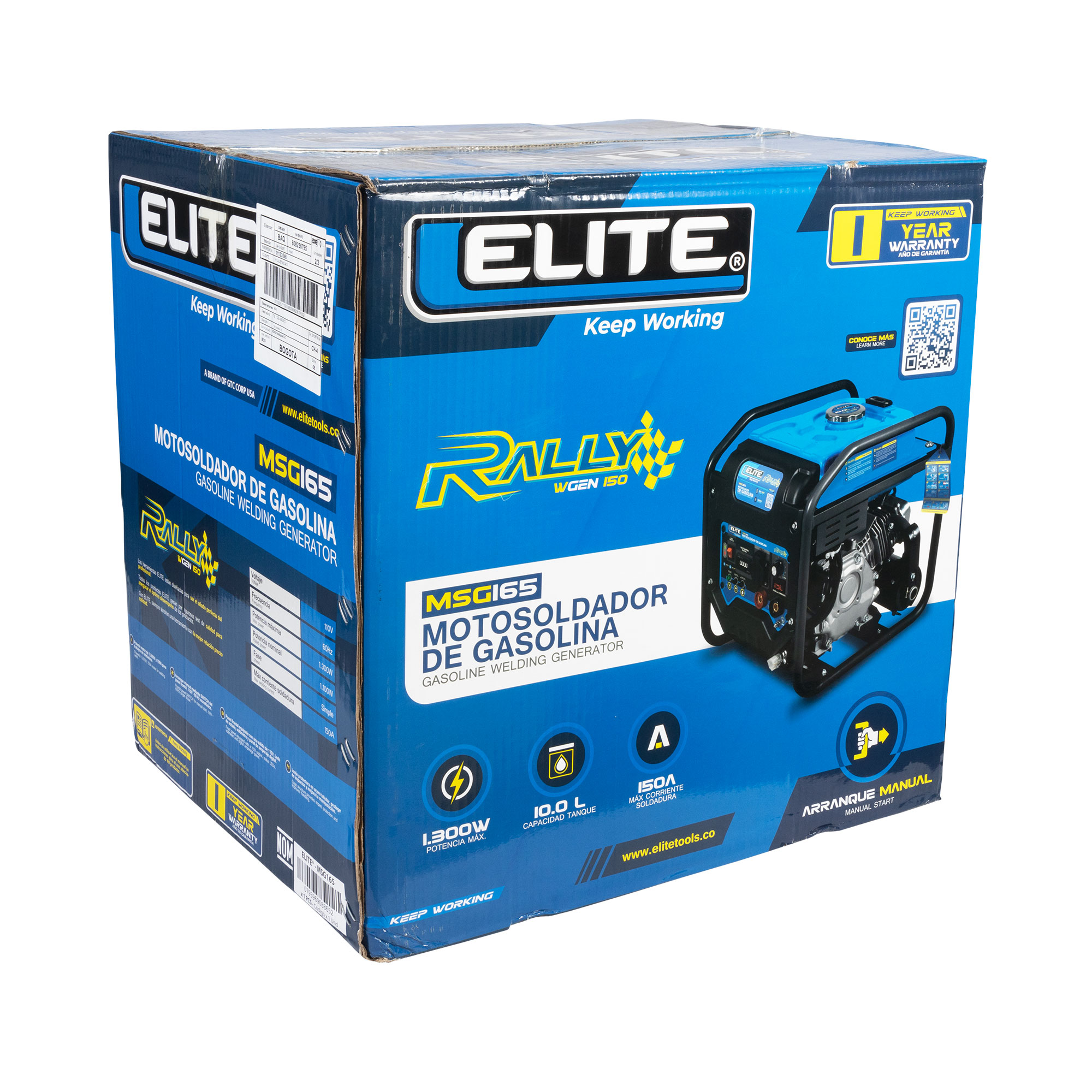 Motosoldador Inverter ELITE 150A de Potencia y Generador Integrado 1300W a Gasolina con Encendido Manual