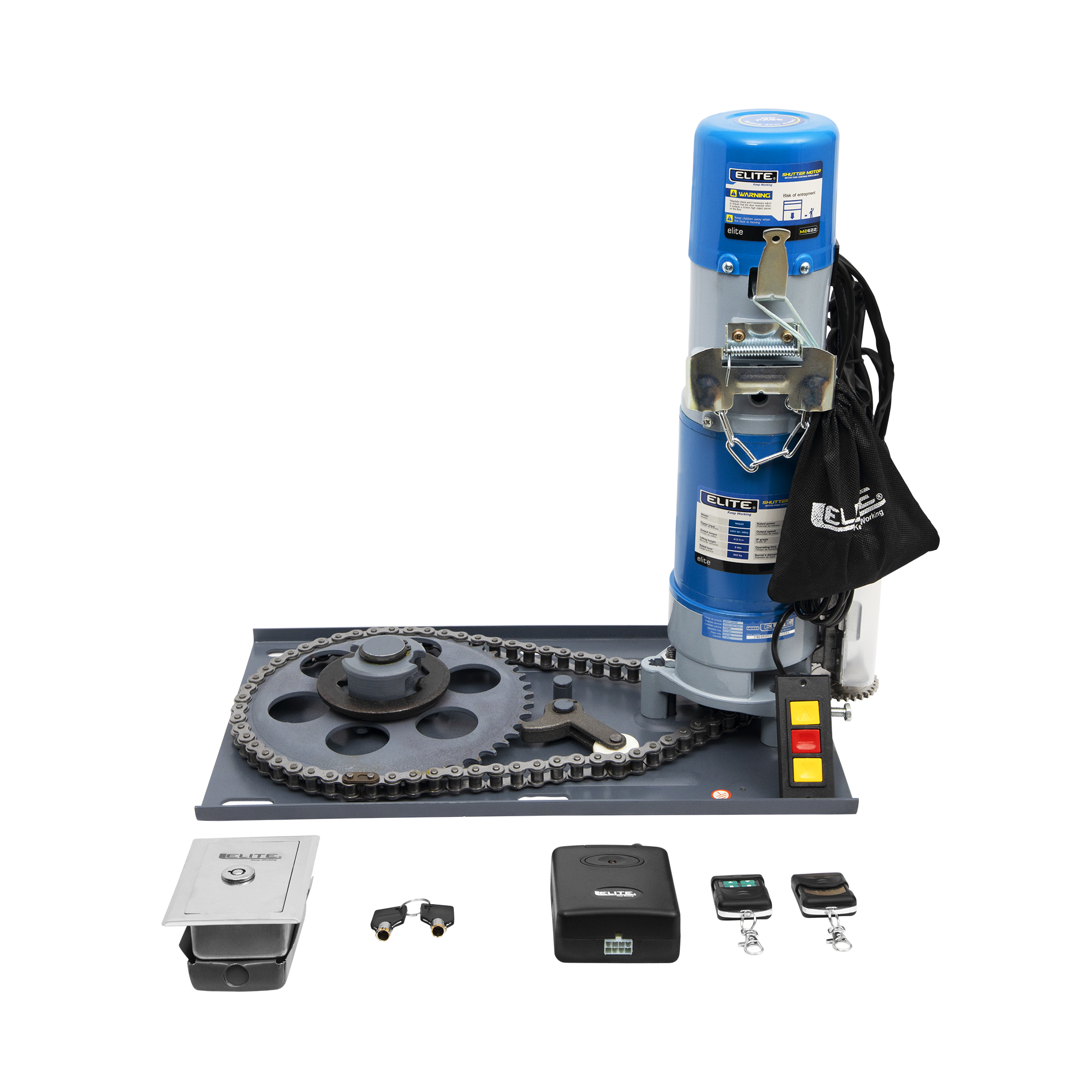 Motor para cortinas enrollables 220V + 2 controles remotos + receptora