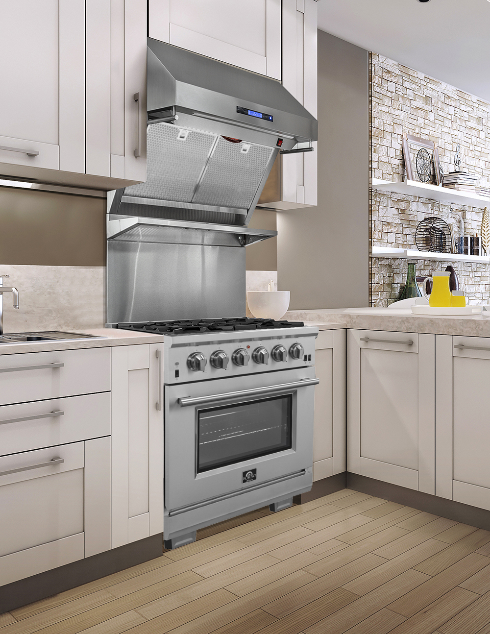 Model: FFSGS6260-30 | Forno Capriasca 30-inch Gas Range Stainless Steel, 5 Brass Burners 100,000 BTU, 4.32 cu.ft. Oven