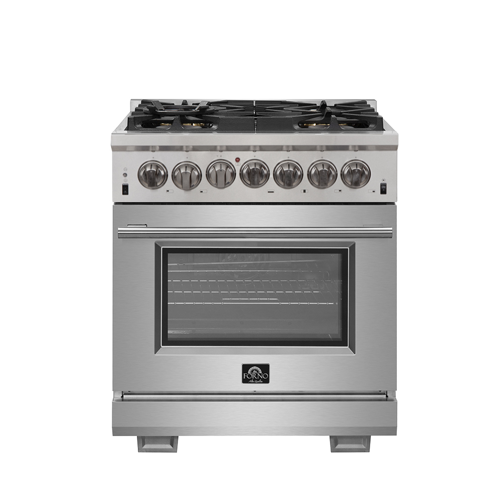 Forno Capriasca 30-inch Dual Fuel Range Stainless Steel, 5 Burners, 4.32 cu.ft. True Convection Oven