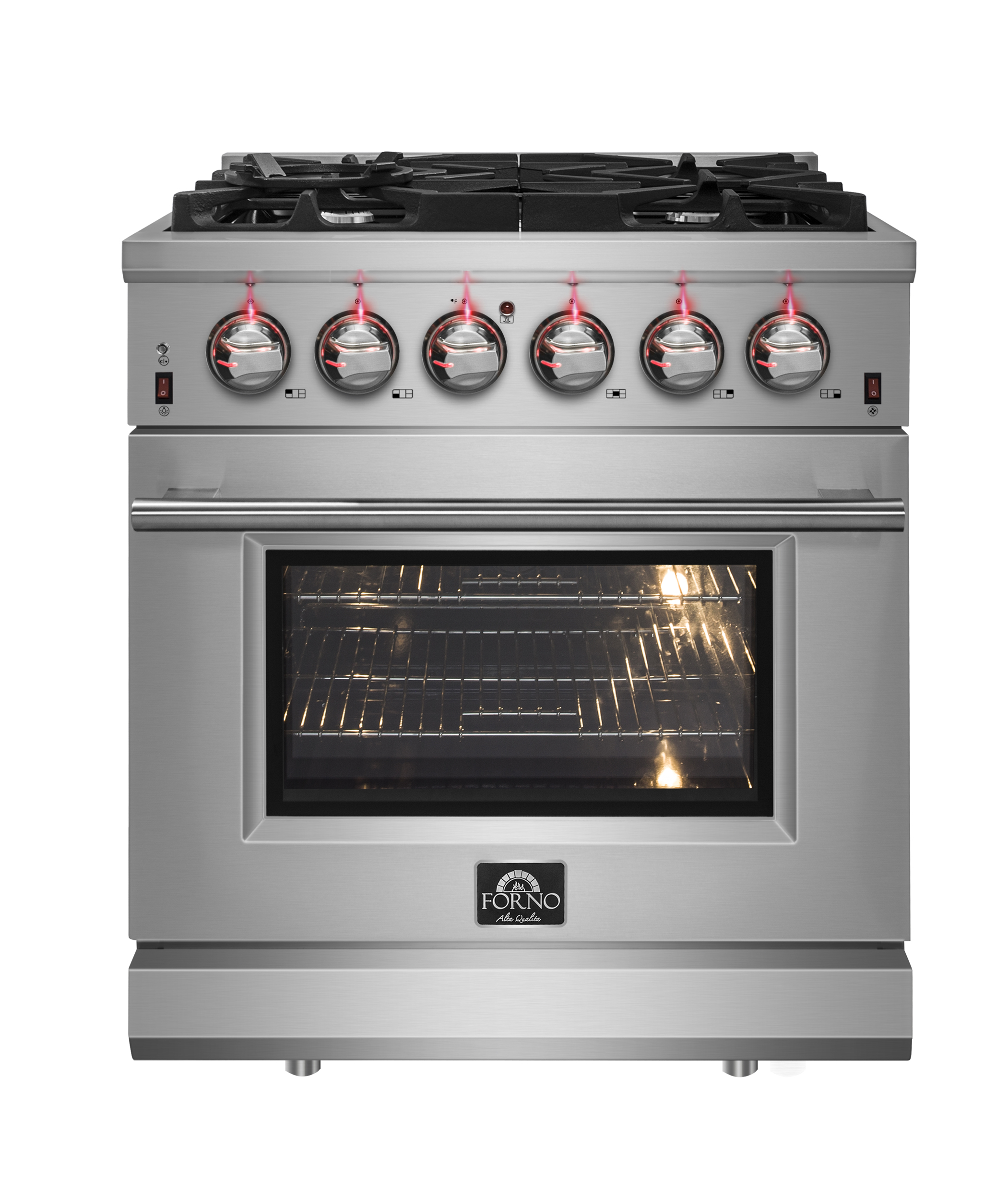 Model: FFSGS6239-30 | Forno Massimo 30-inch Gas Range Stainless Steel, 5 burners, 68,000 BTU, 4.32 cu. ft., Air Fryer, Griddle