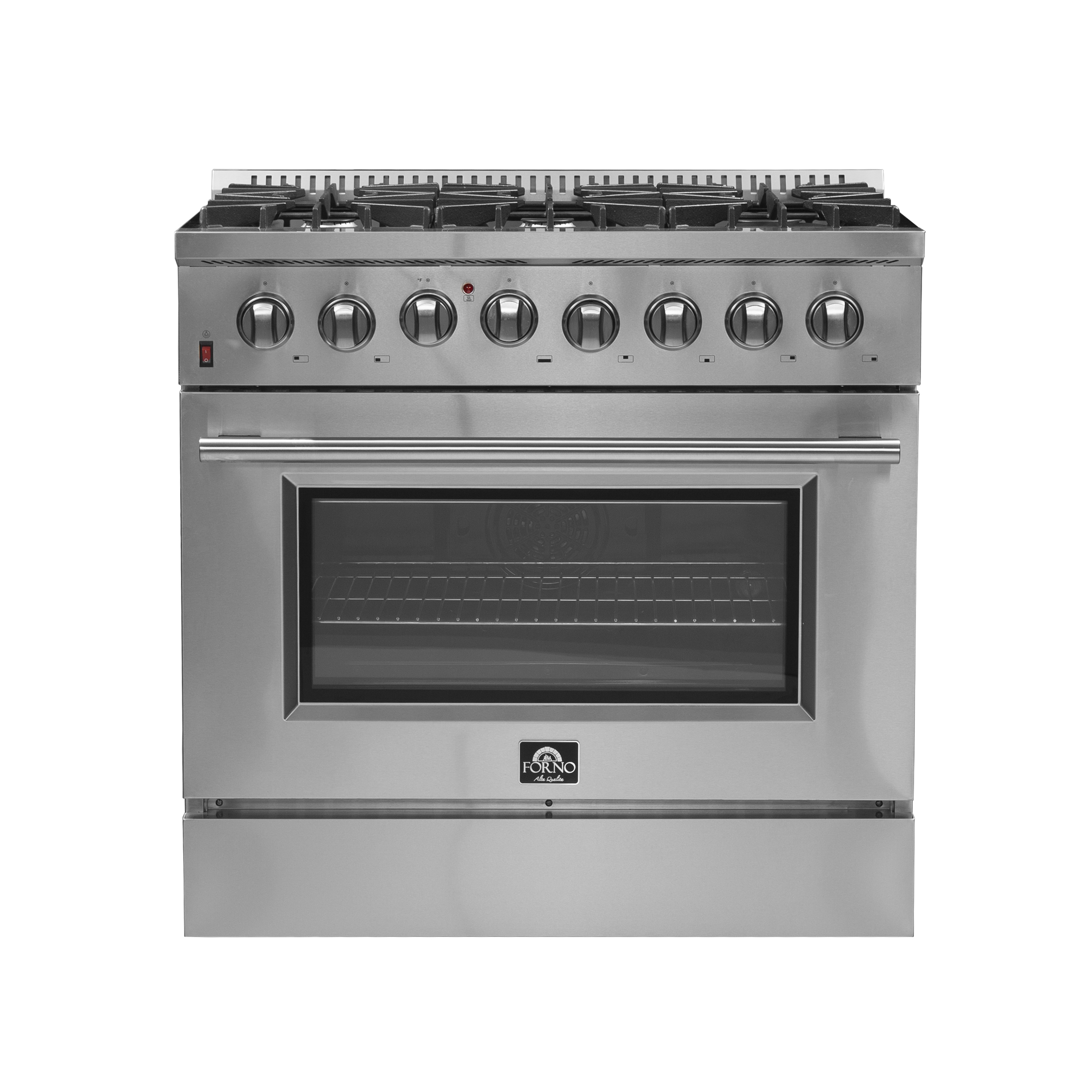 Forno Galiano 36-inch Dual Fuel Range Stainless Steel, 6 Burners, 5.36 cu.ft. True Convection Oven