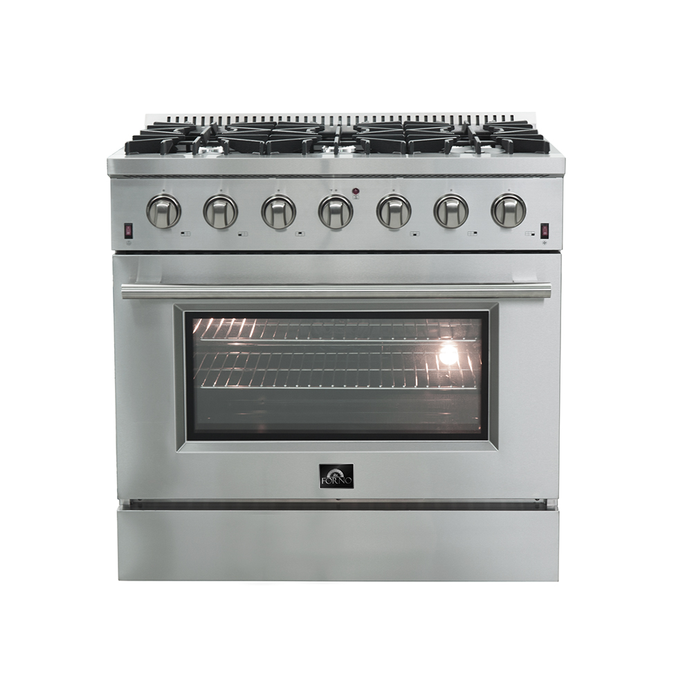 Model: FFSGS6244-36 | Forno Galiano 36-inch Gas Range Stainless Steel, 6 Burners, 83,000 BTU, 5.36 cu.ft. Convection Oven