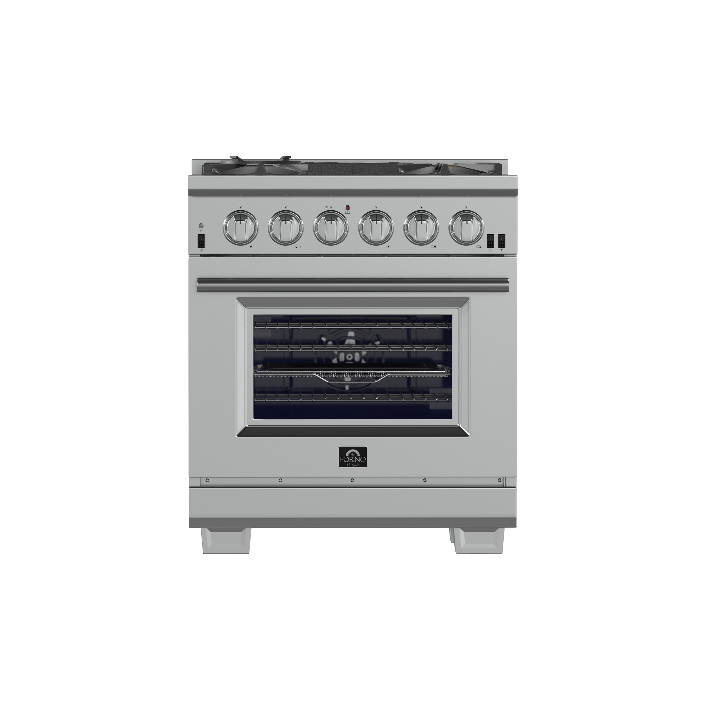 Forno Capriasca 30-inch Gas Range Stainless Steel, 5 Brass Burners 100,000 BTU, 4.32 cu.ft. Oven