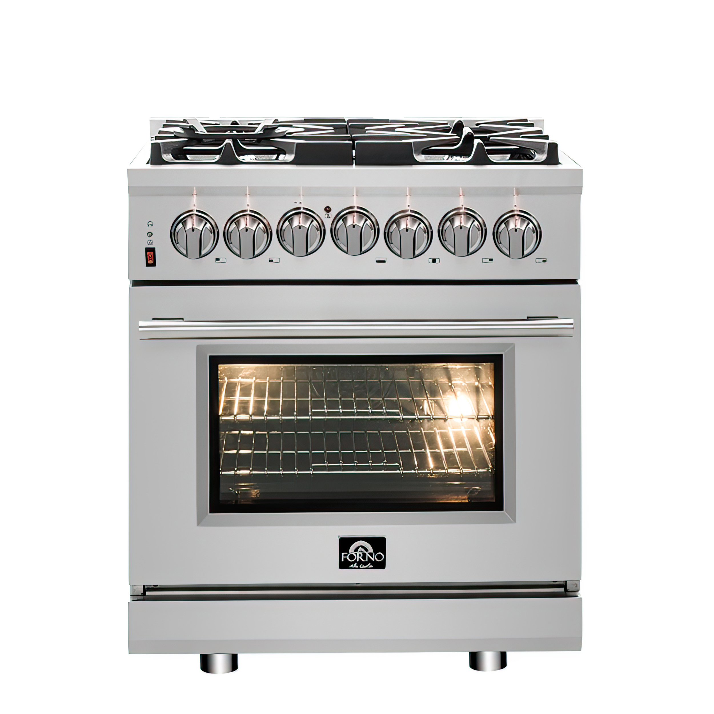 Forno Massimo 30-inch Dual Fuel Range, 5 Burners, 4.32 cu.ft. True Convection Oven, Air Fryer & Griddle
