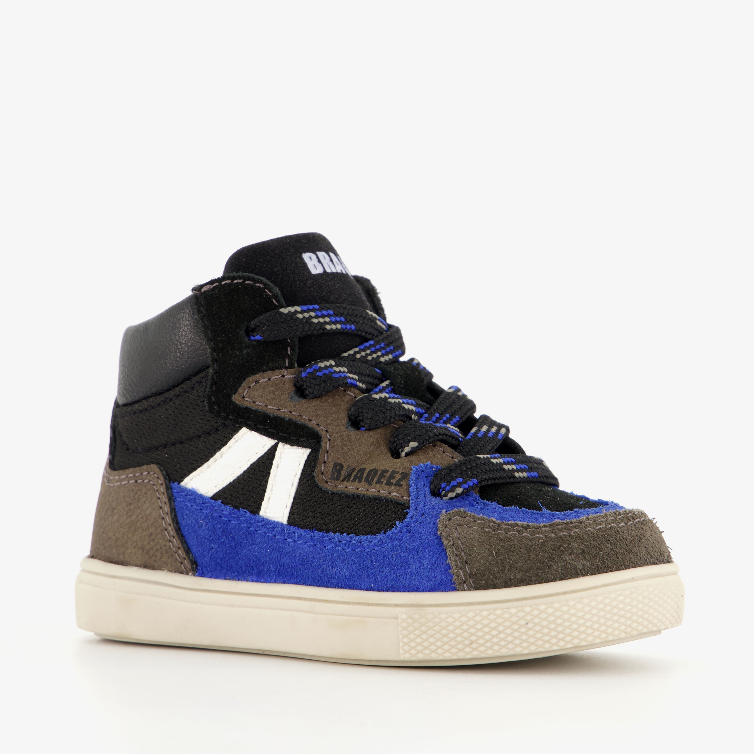 Braqeez hoge suede jongens sneakers zwart blauw