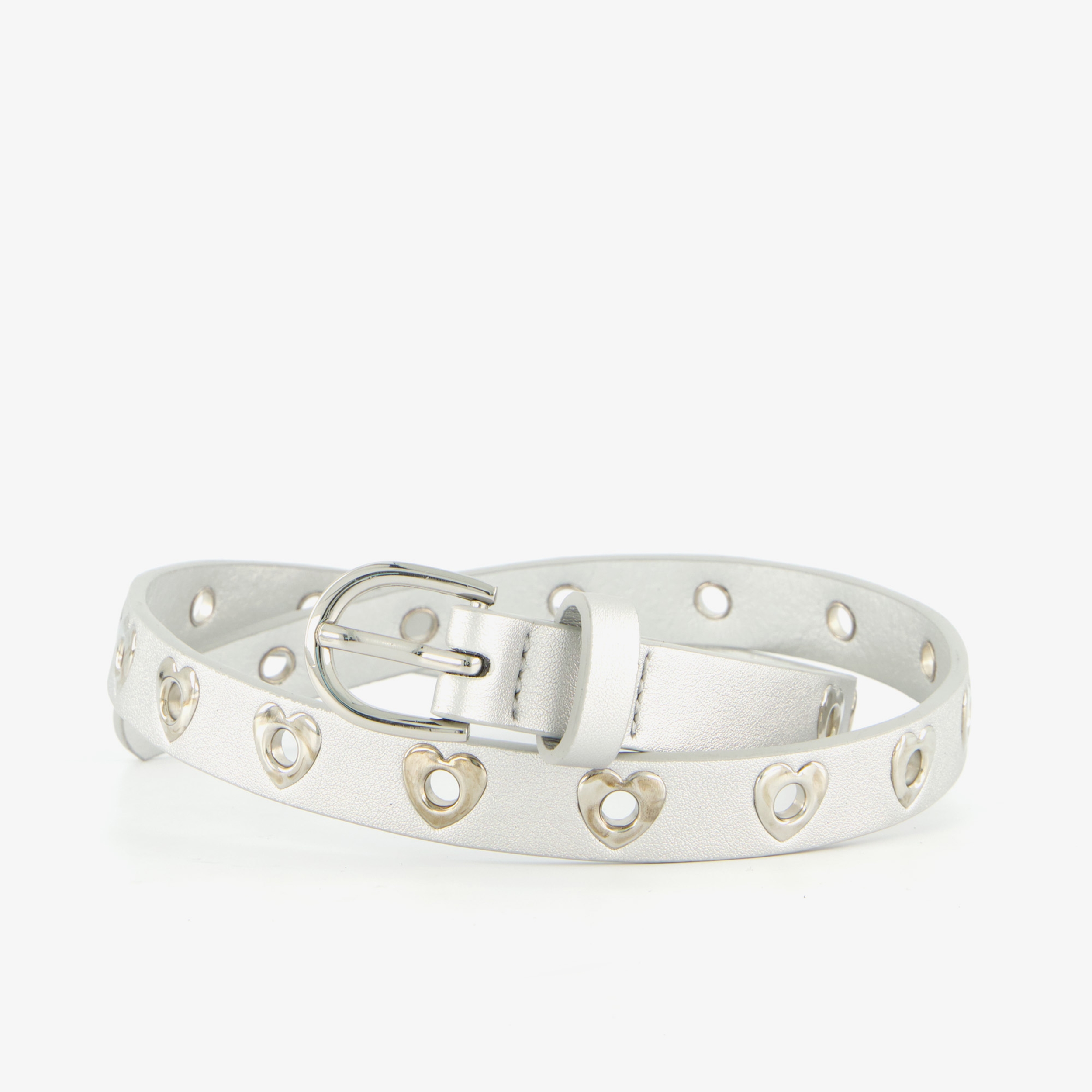 Meisjes riem wit met hartjes
