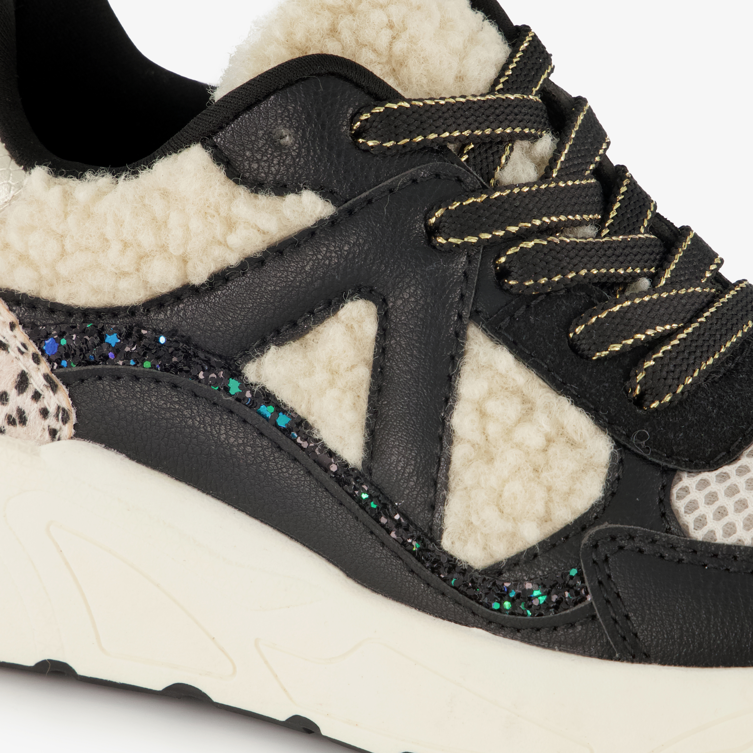 Blue Box meisjes dad sneakers met teddy inzet beige zwart – foto 5