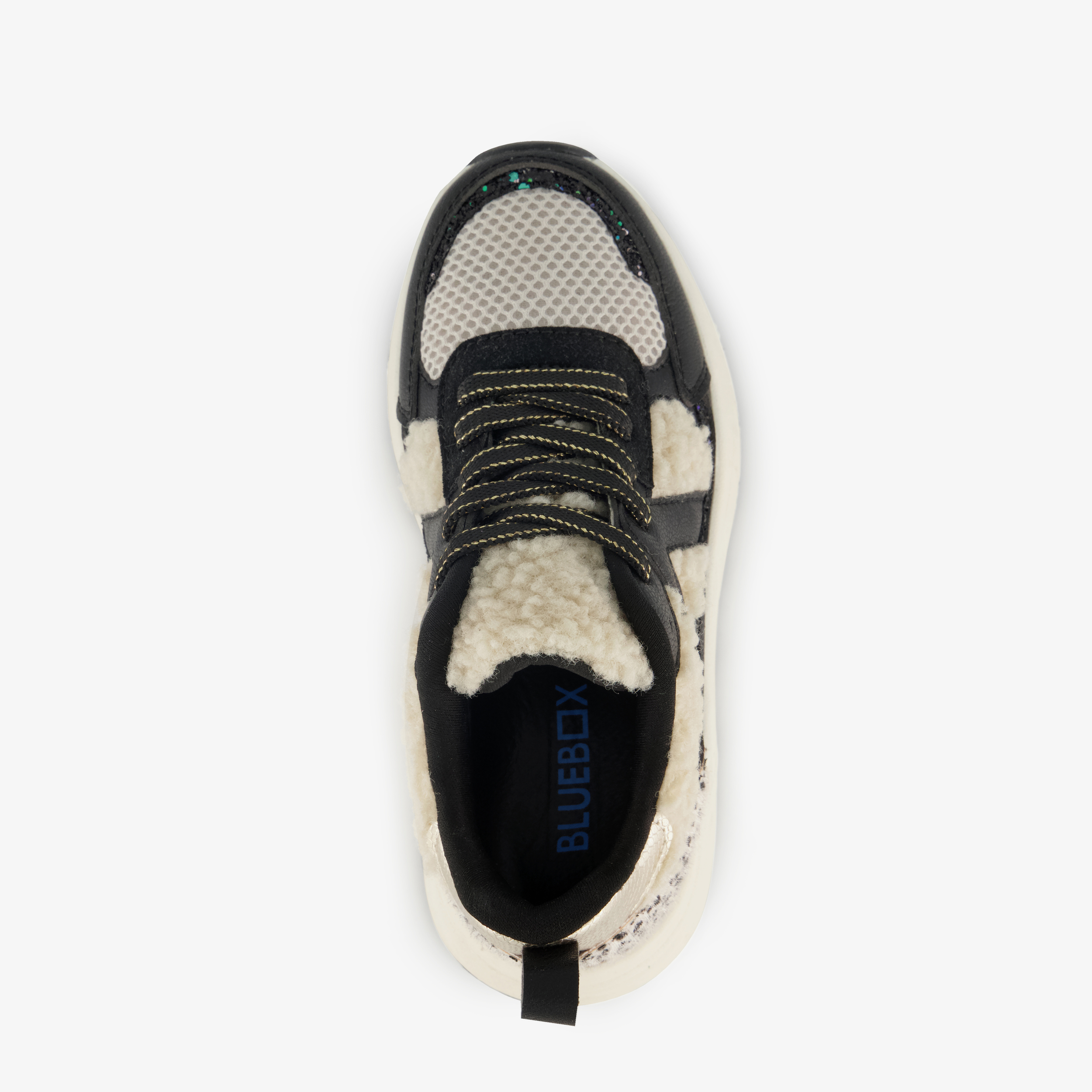 Blue Box meisjes dad sneakers met teddy inzet beige zwart – foto 4