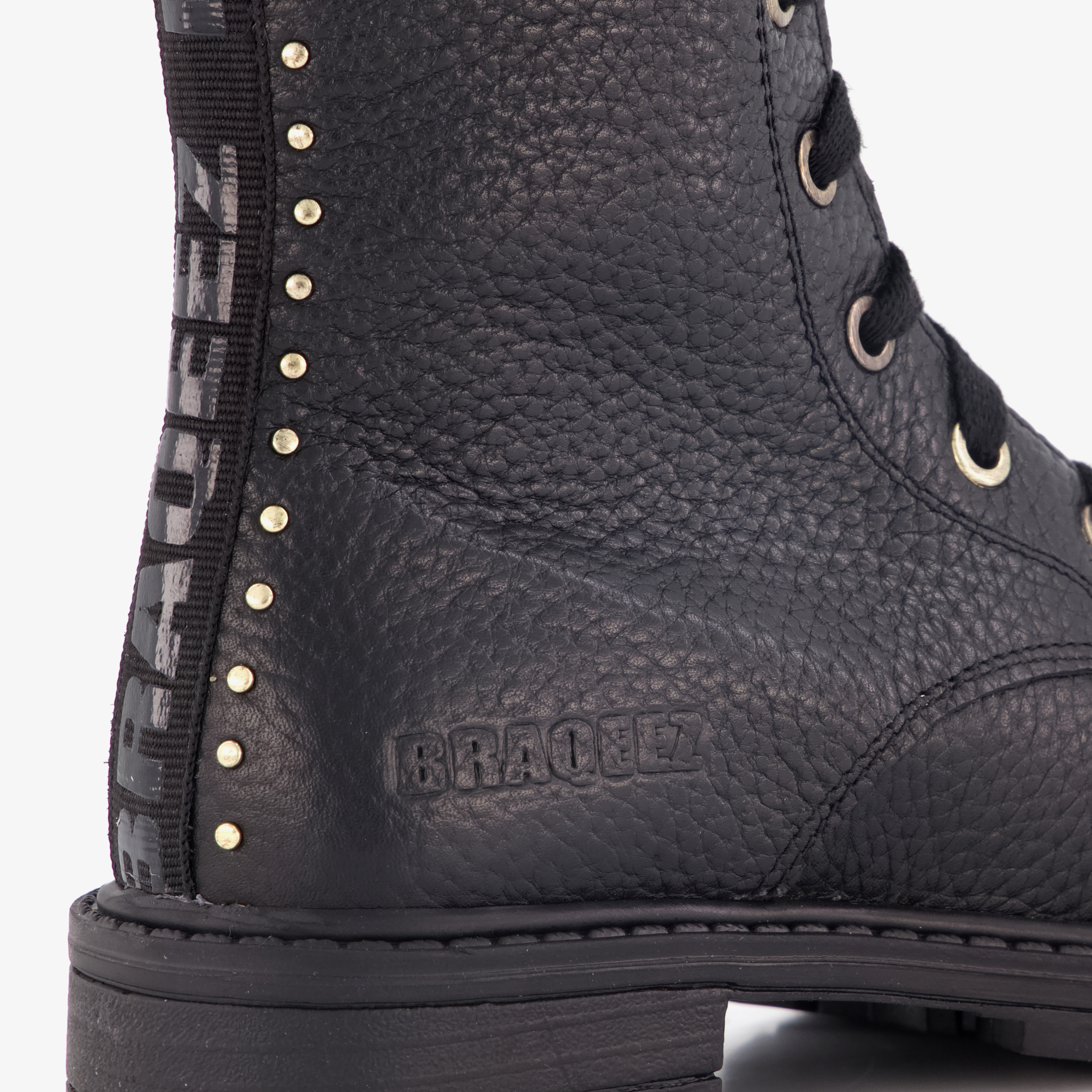 Braqeez leren meisjes veterboots zwart – foto 5