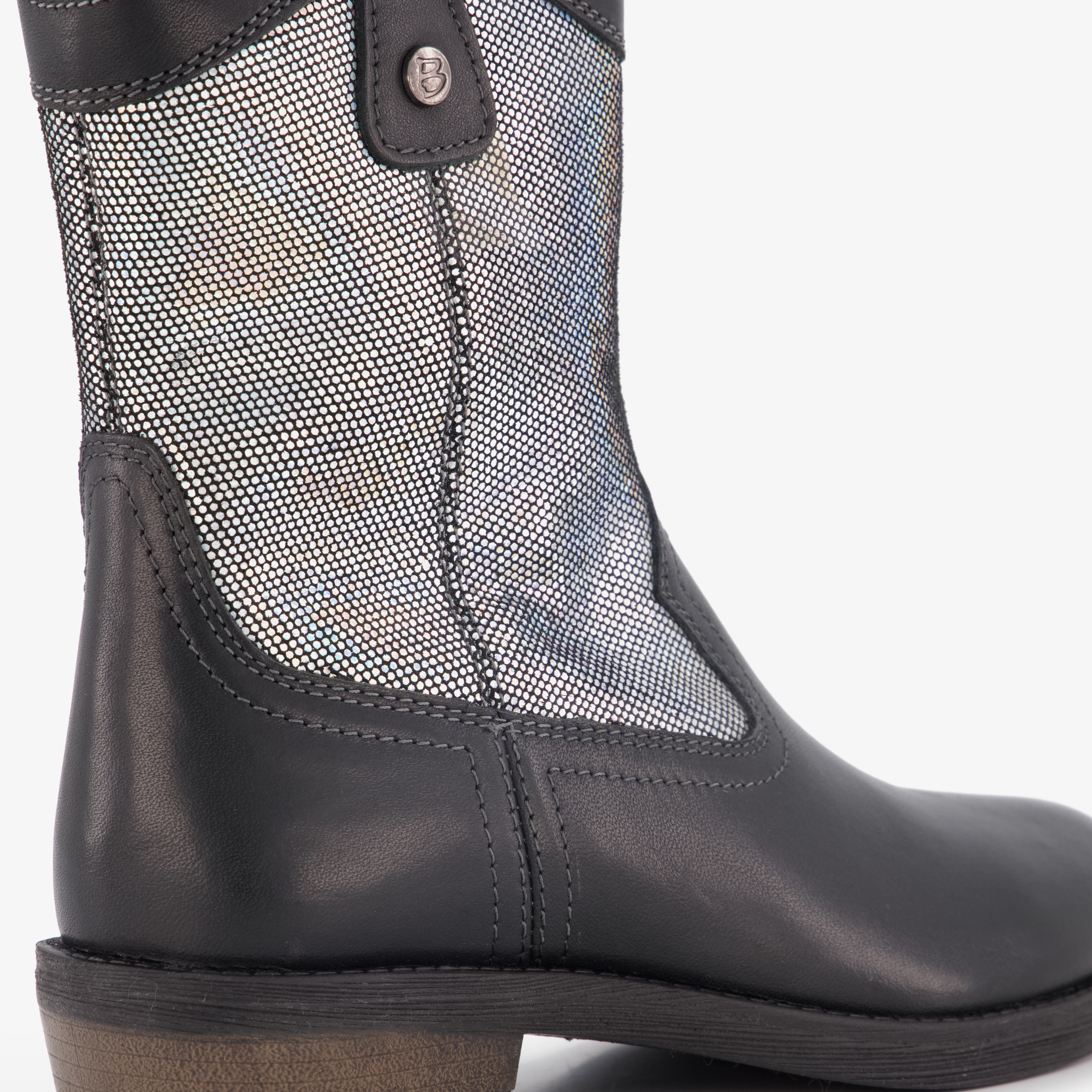 Braqeez leren meisjes western boots zwart zilver laarzen – foto 5