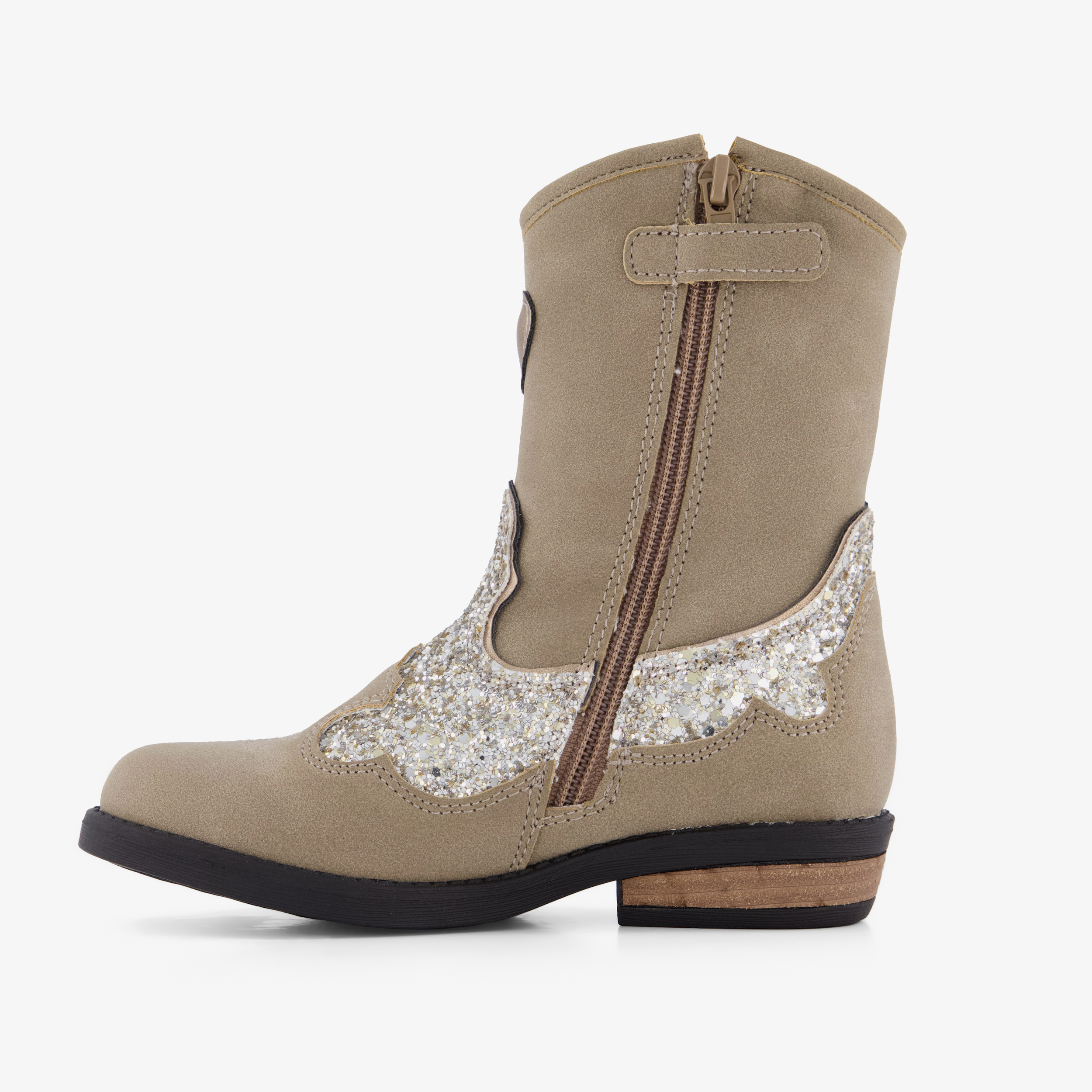 Bleu Box meisjes western boots met glitters beige