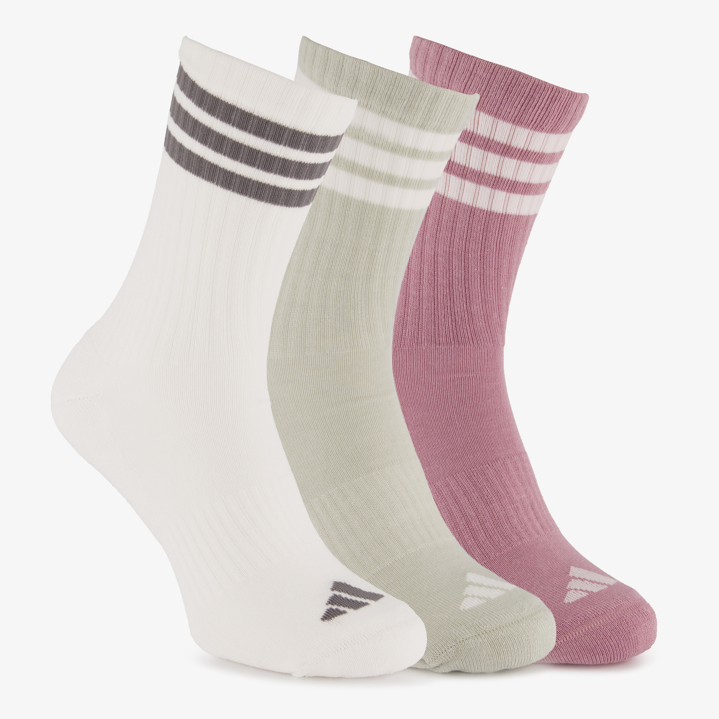 Adidas 3-pack dames sokken roze groen