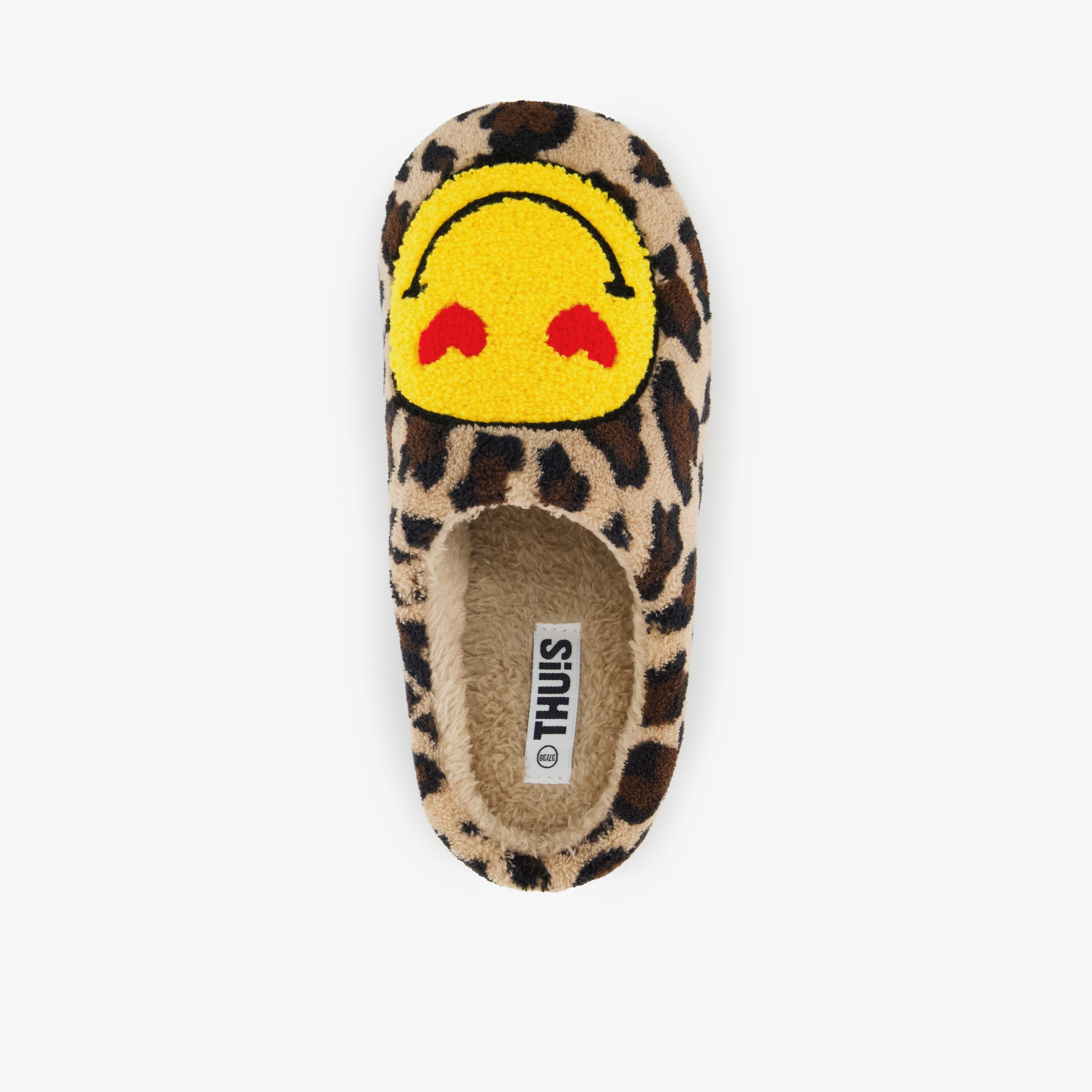 Thu!s dames instap pantoffels met panterprint en een smiley bruin – foto 4