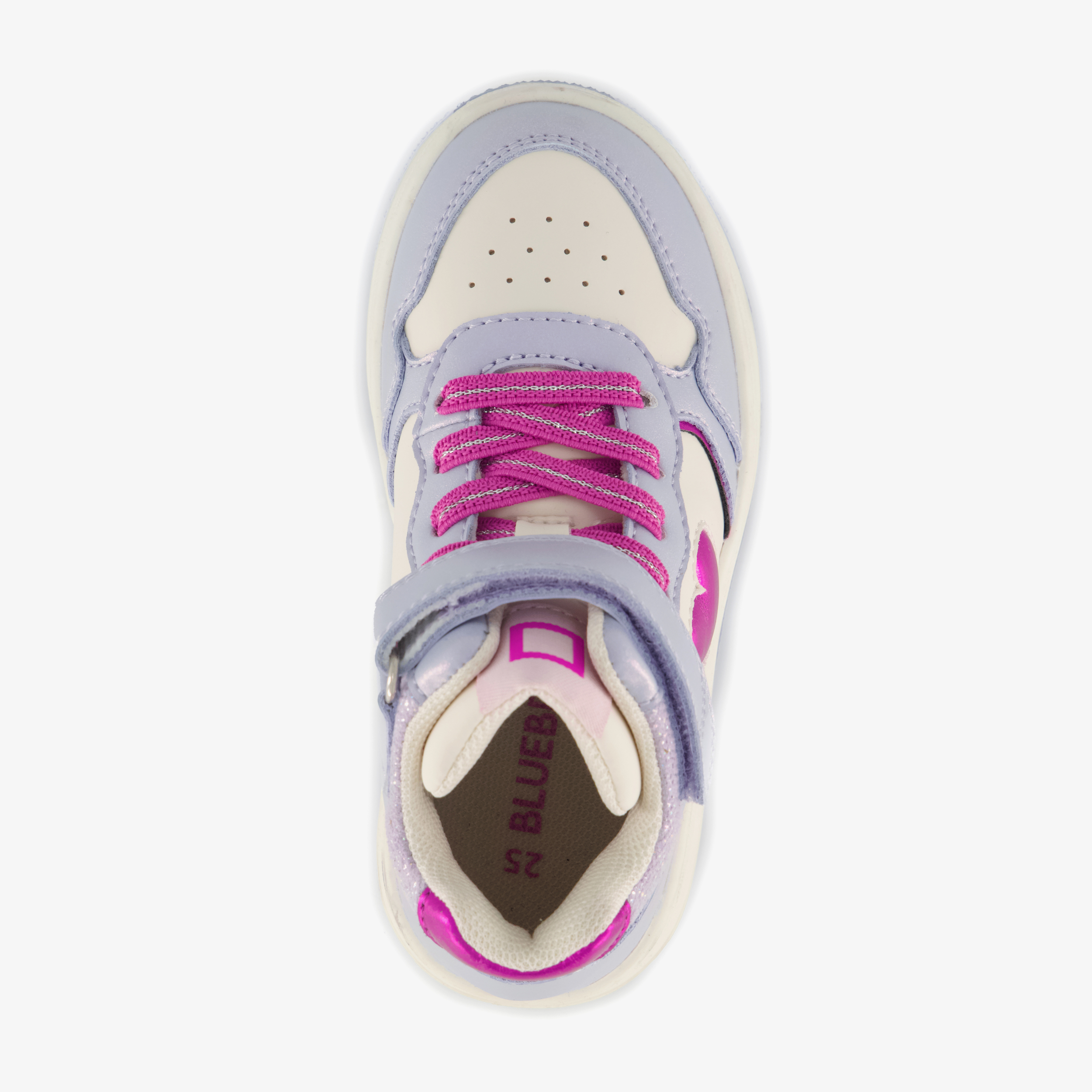 Blue Box hoge meisjes sneakers met hartje lila – foto 4
