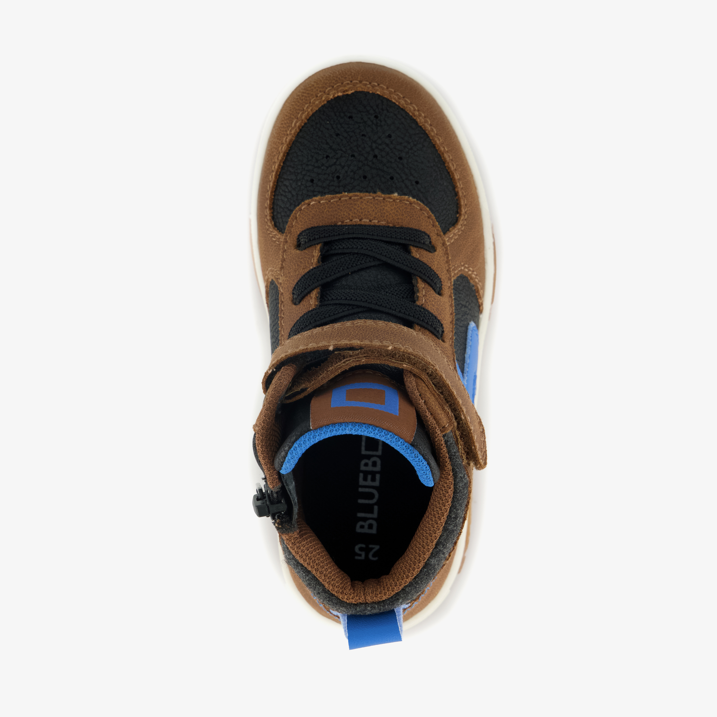 Blue Box hoge jongens sneakers bruin blauw – foto 4