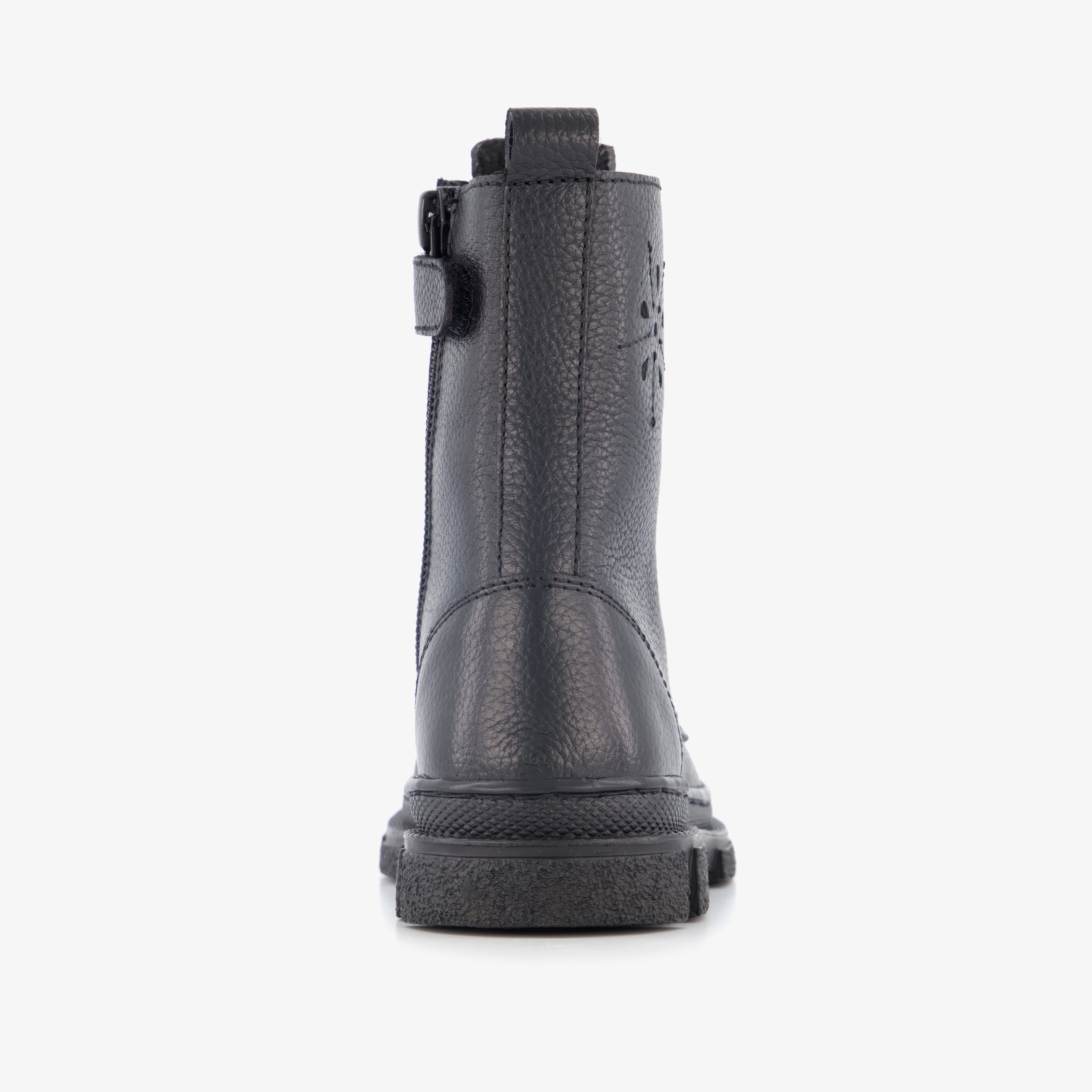 Groot leren meisjes veterboots zwart – foto 2