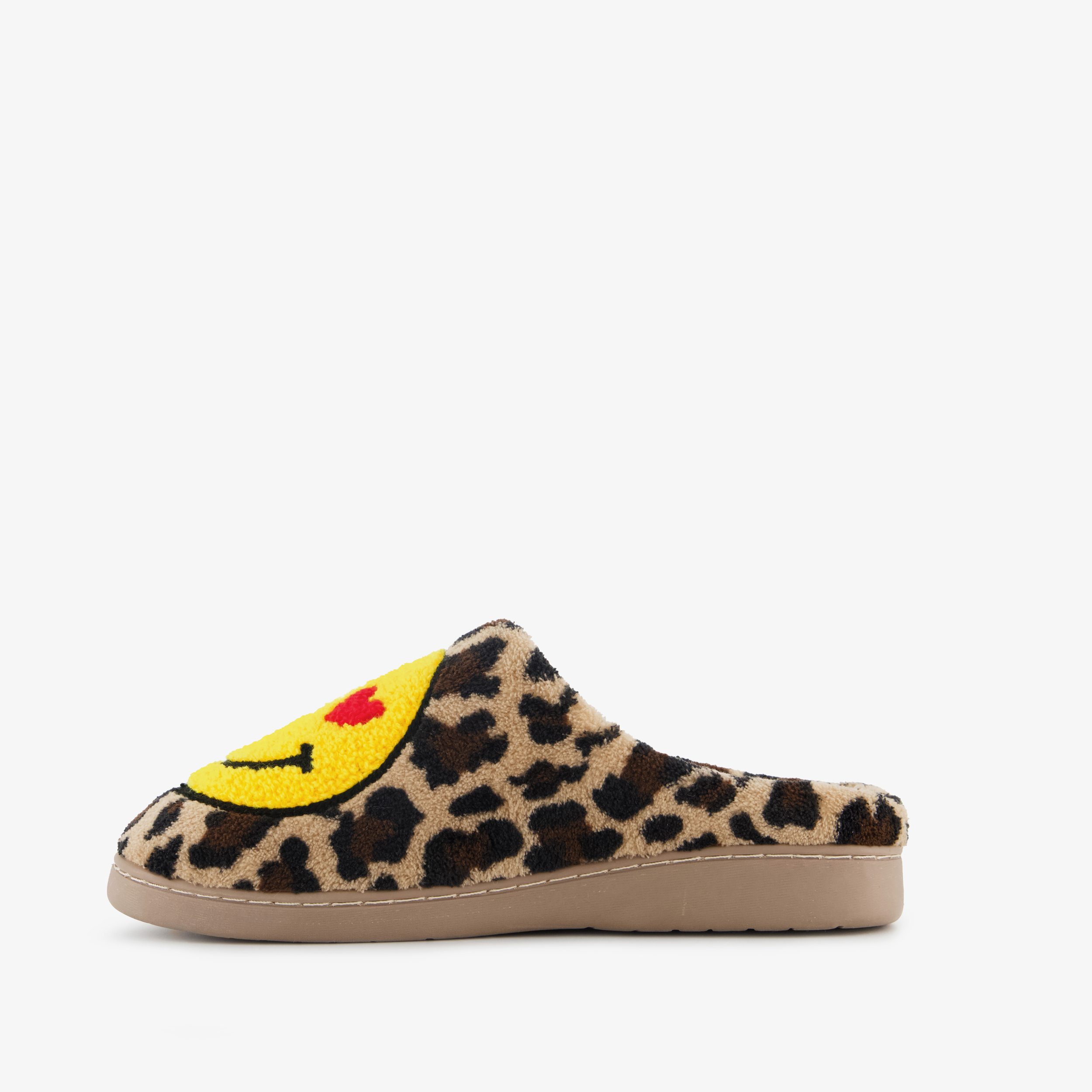 Thu!s panterprint smiley sloffen voor dames - bruin