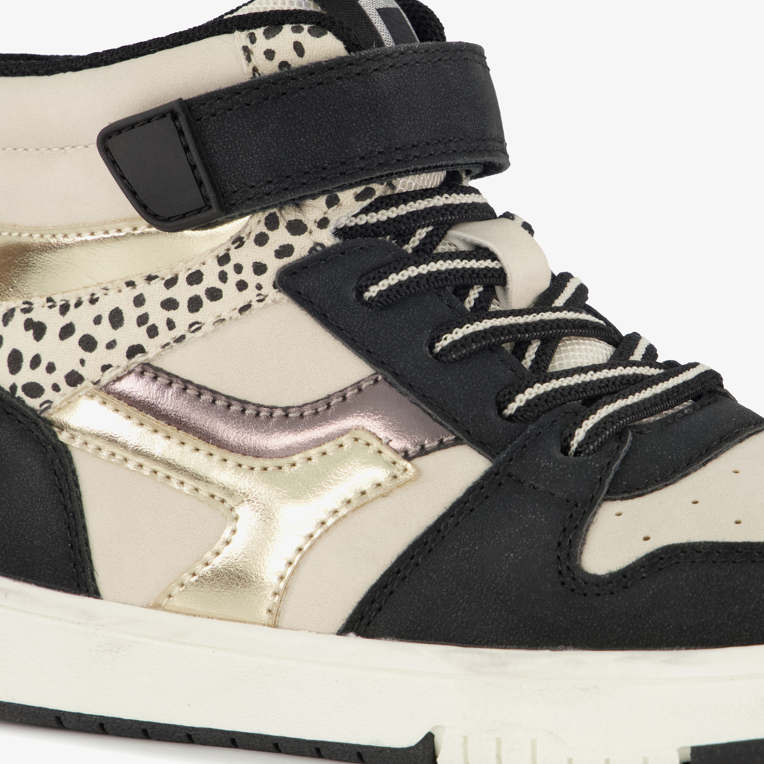 Blue Box hoge meisjes sneakers met panterprint details zwart beige – foto 5