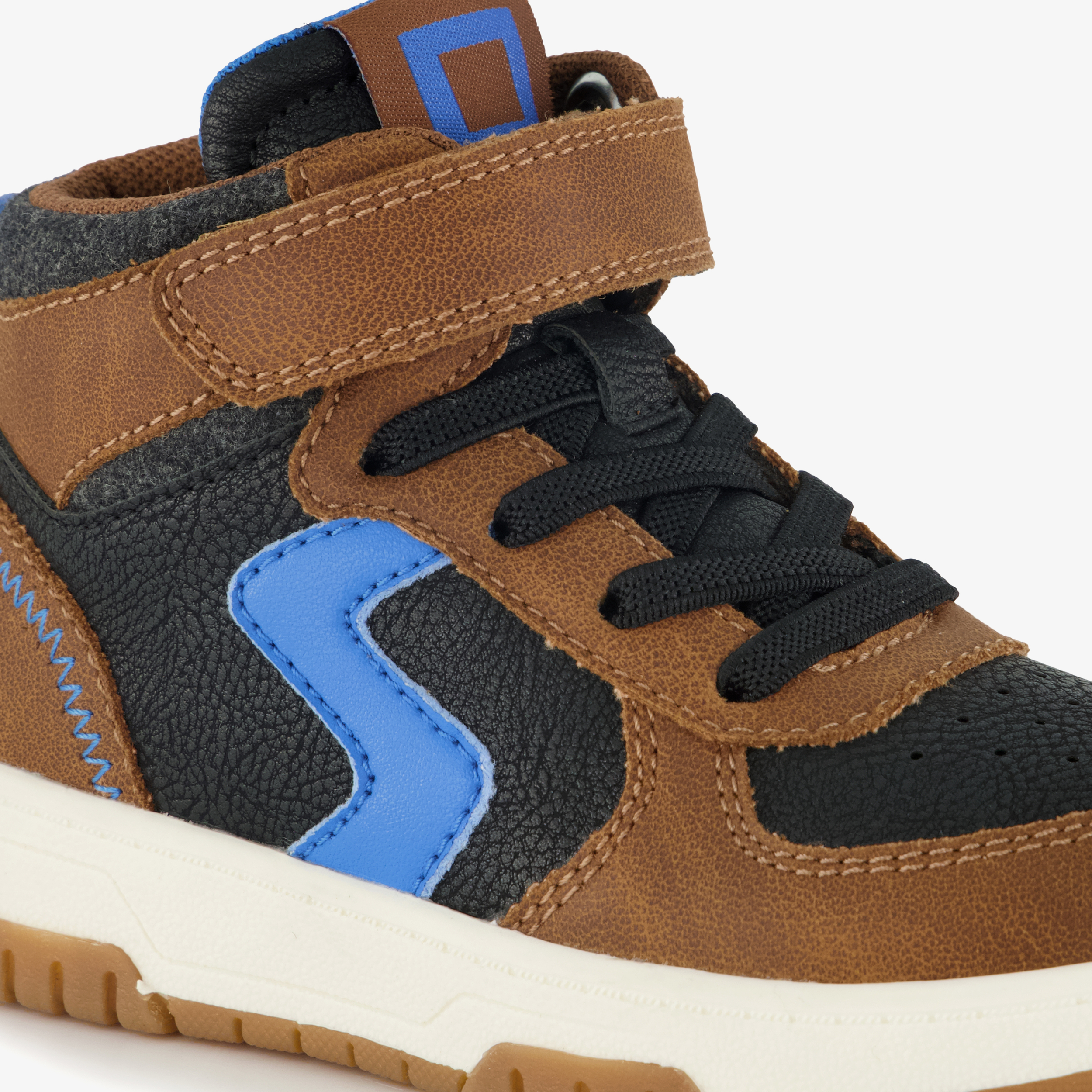 Blue Box hoge jongens sneakers bruin blauw – foto 5