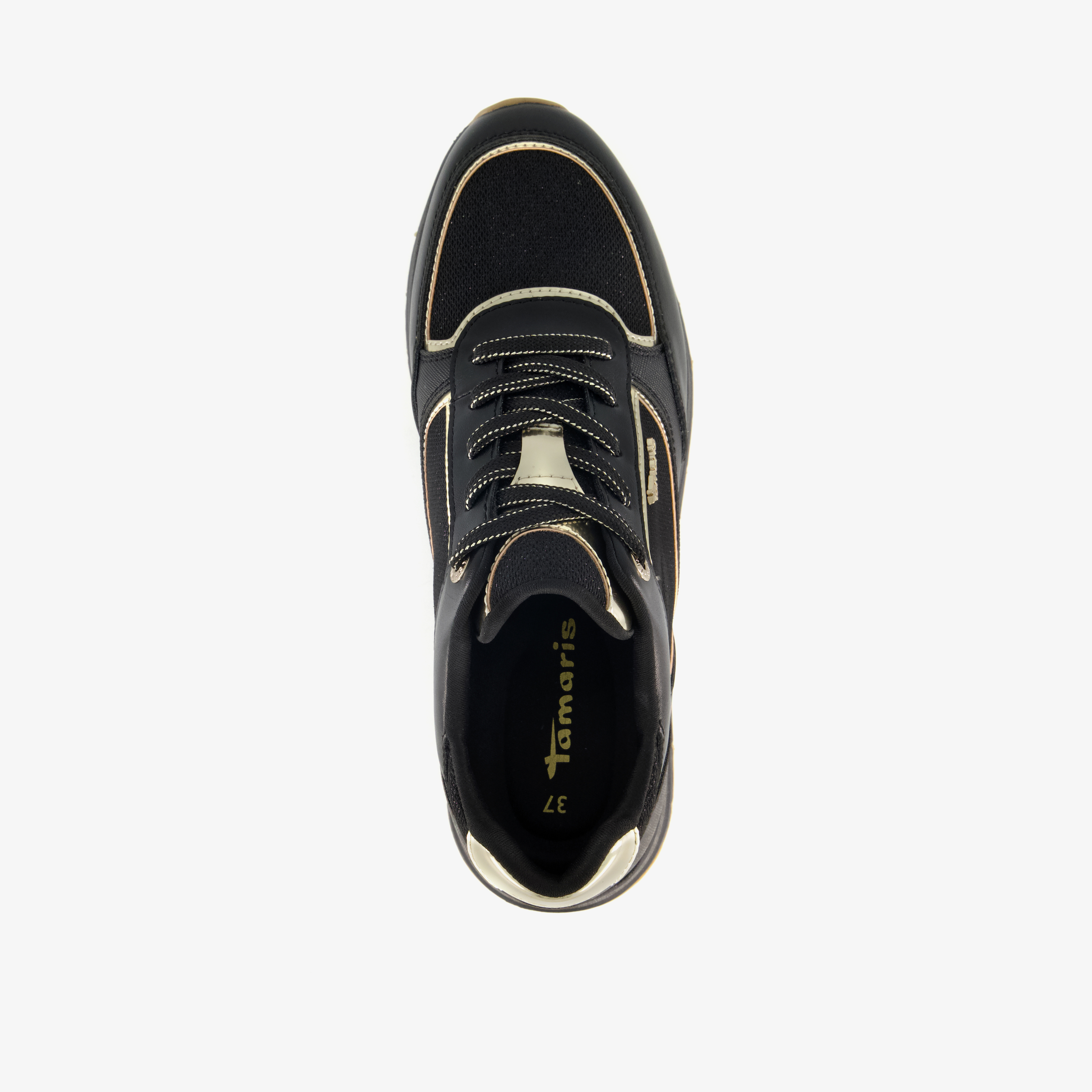 Tamaris dames sneakers zwart goud – foto 4