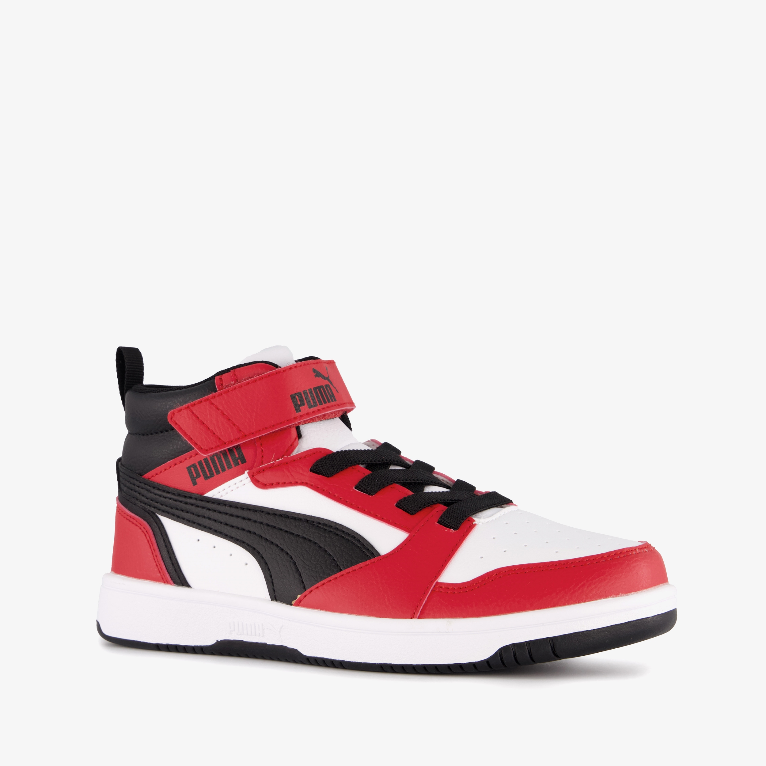Puma Rebound V6 Mid jongens sneakers rood zwart