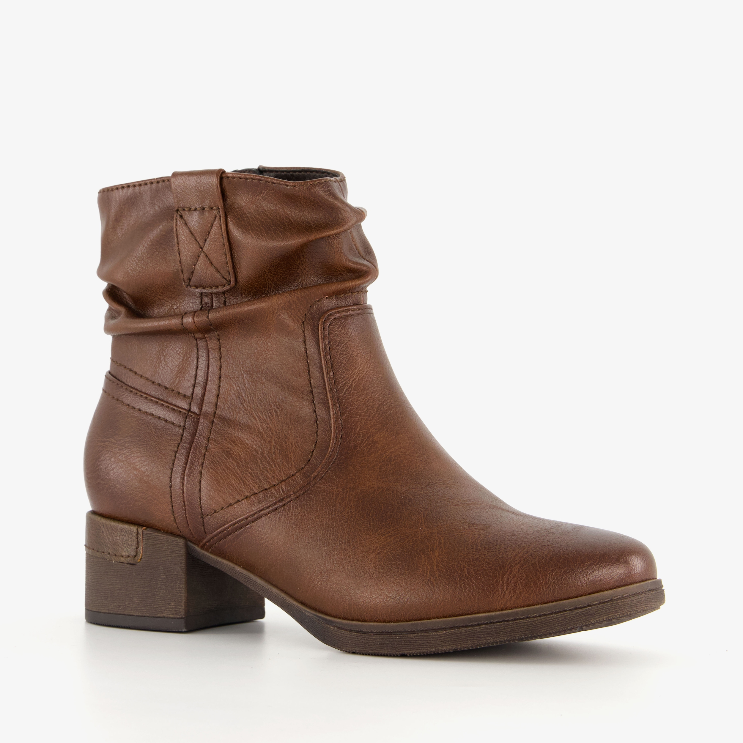 Softline dames enkellaarsjes met hak cognac