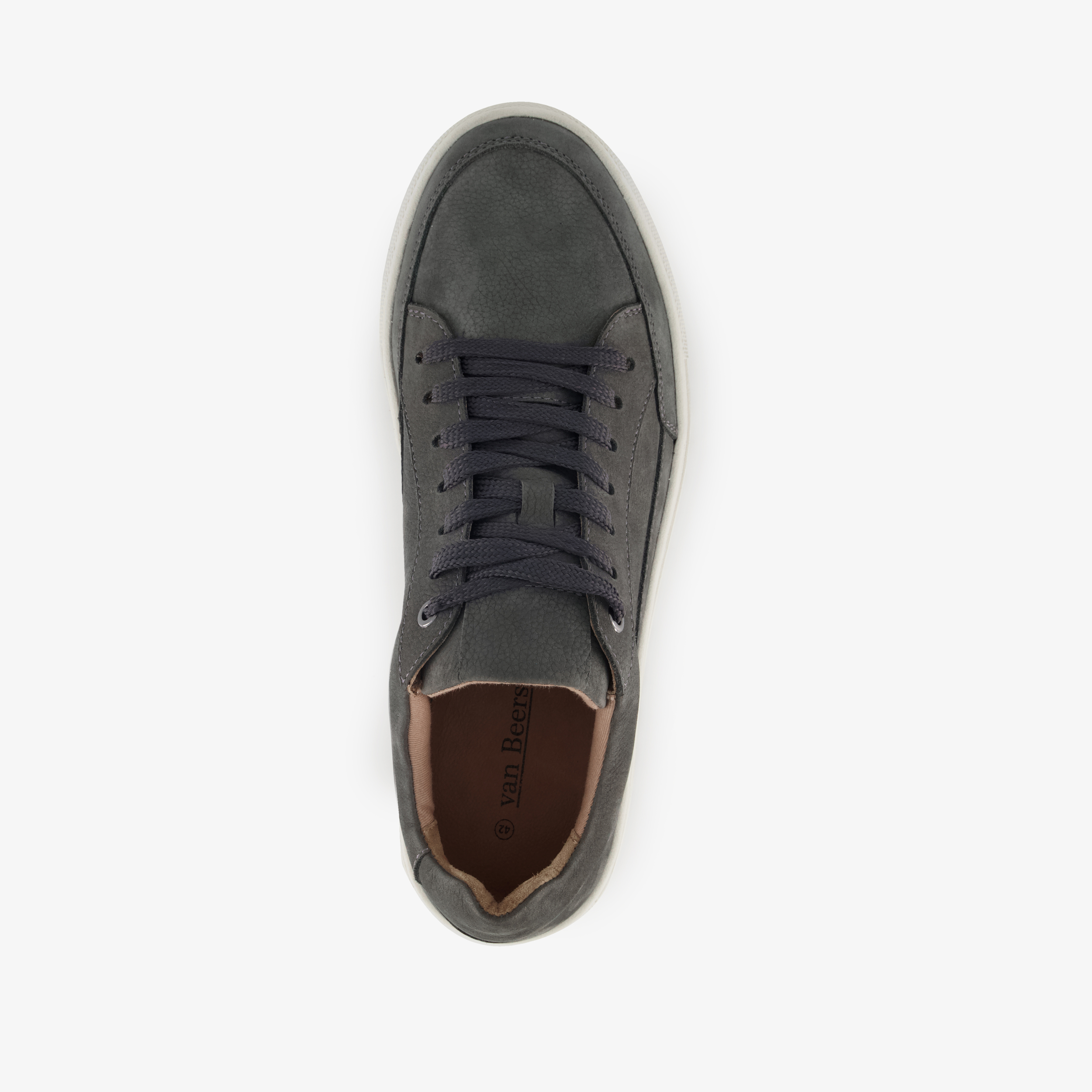 Van Beers leren heren sneakers antraciet – foto 4