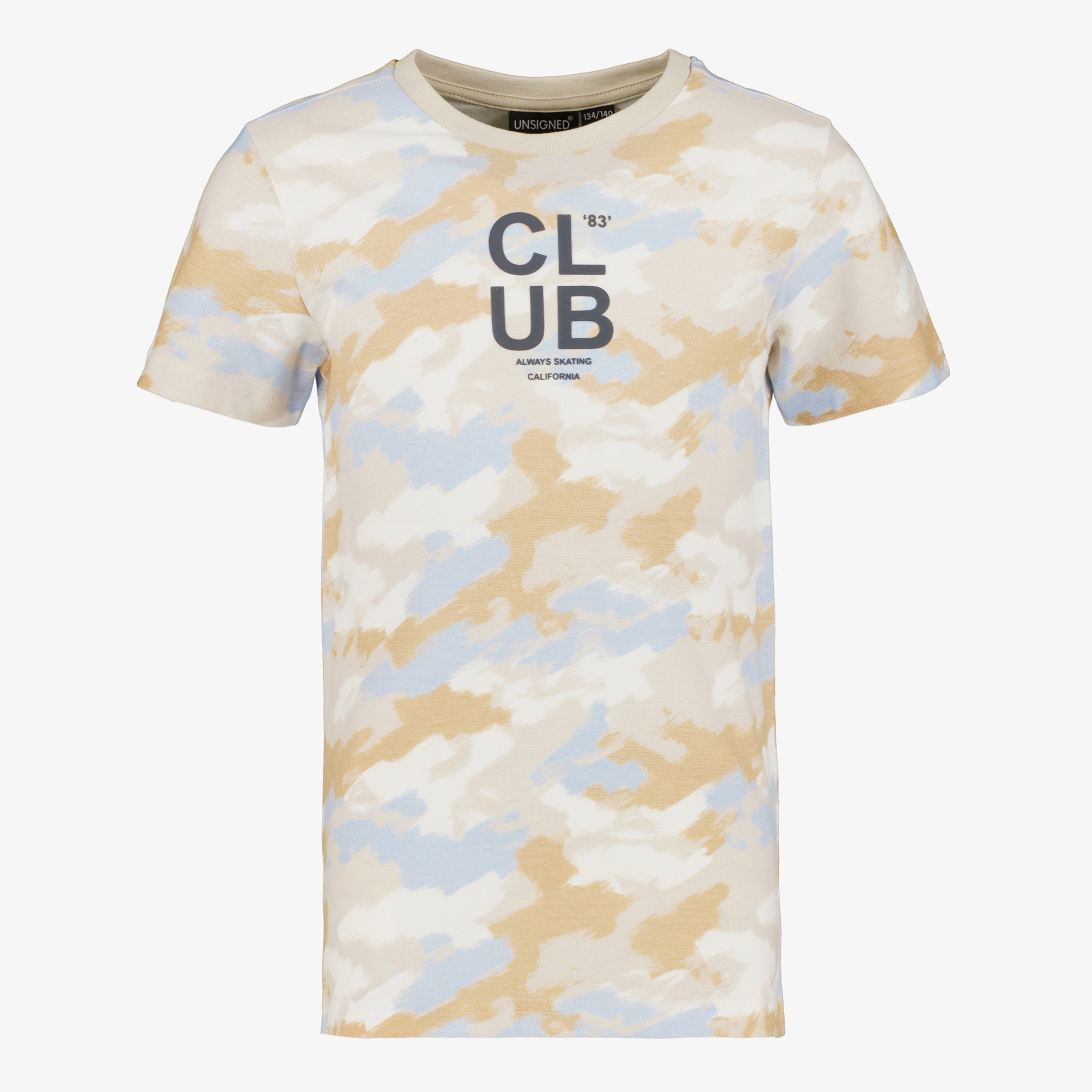 Unsigned jongens T-shirt camouflage beige blauw