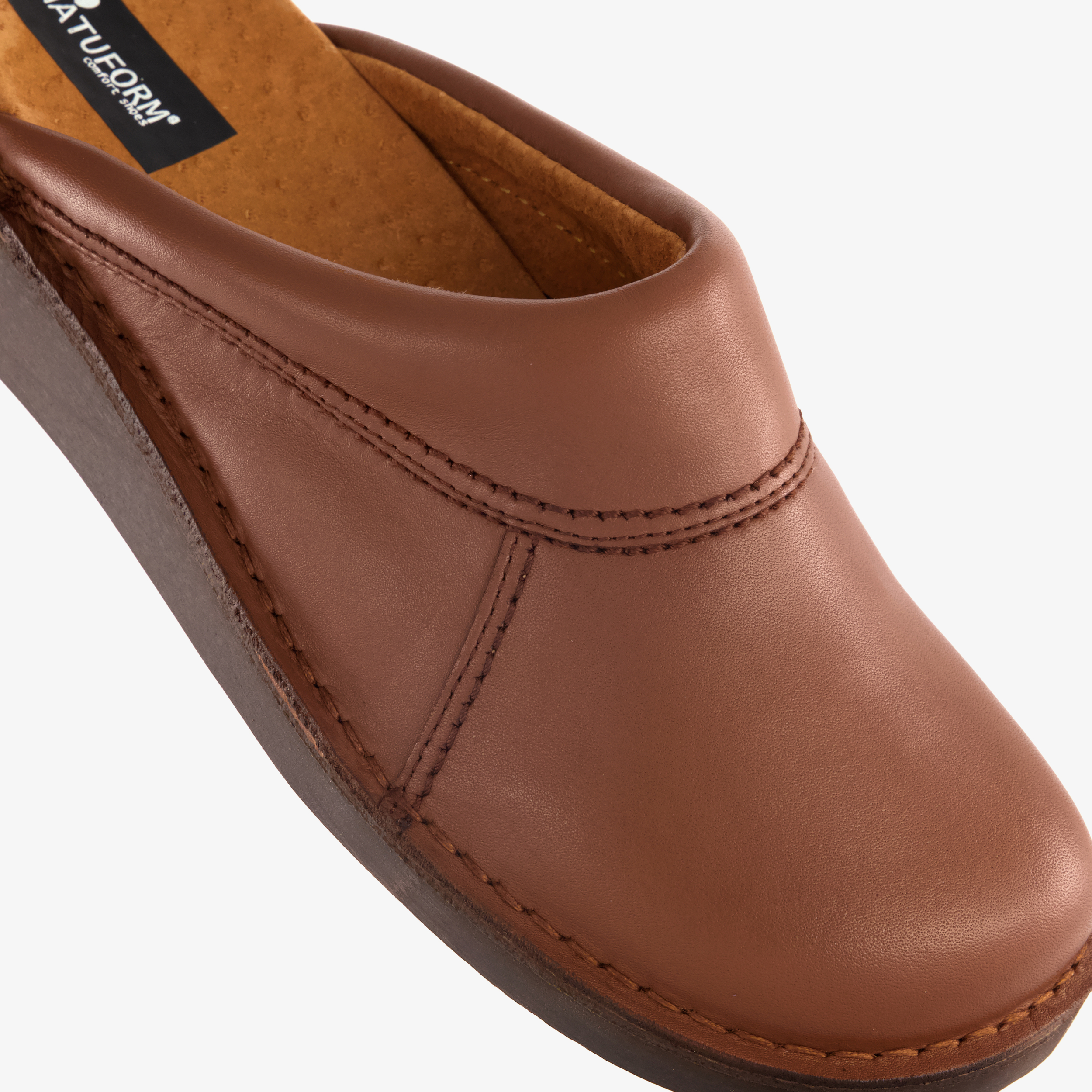 Natuform leren dames instap pantoffels bruin muilen – foto 5