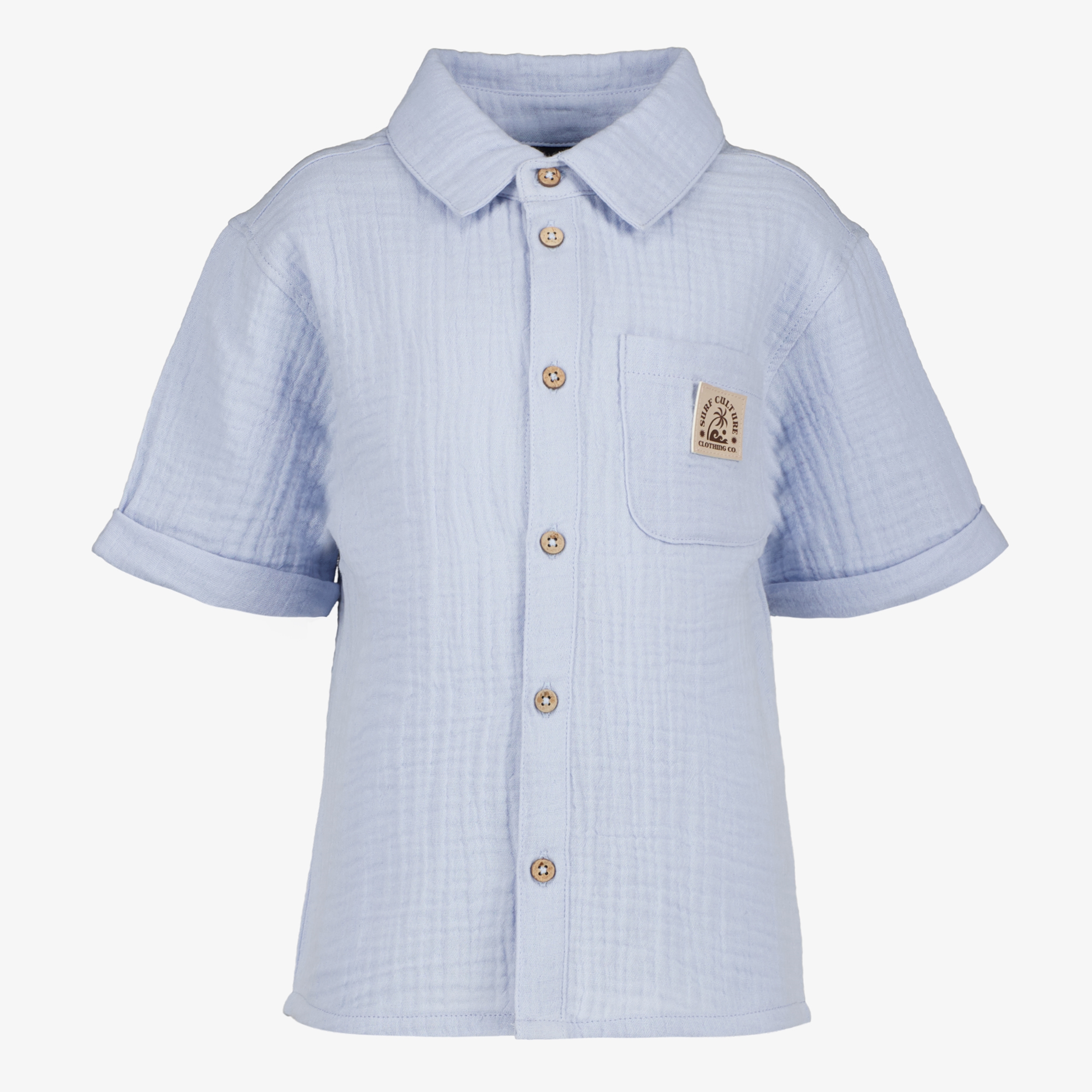 Unsigned mousseline jongens shirt lichtblauw