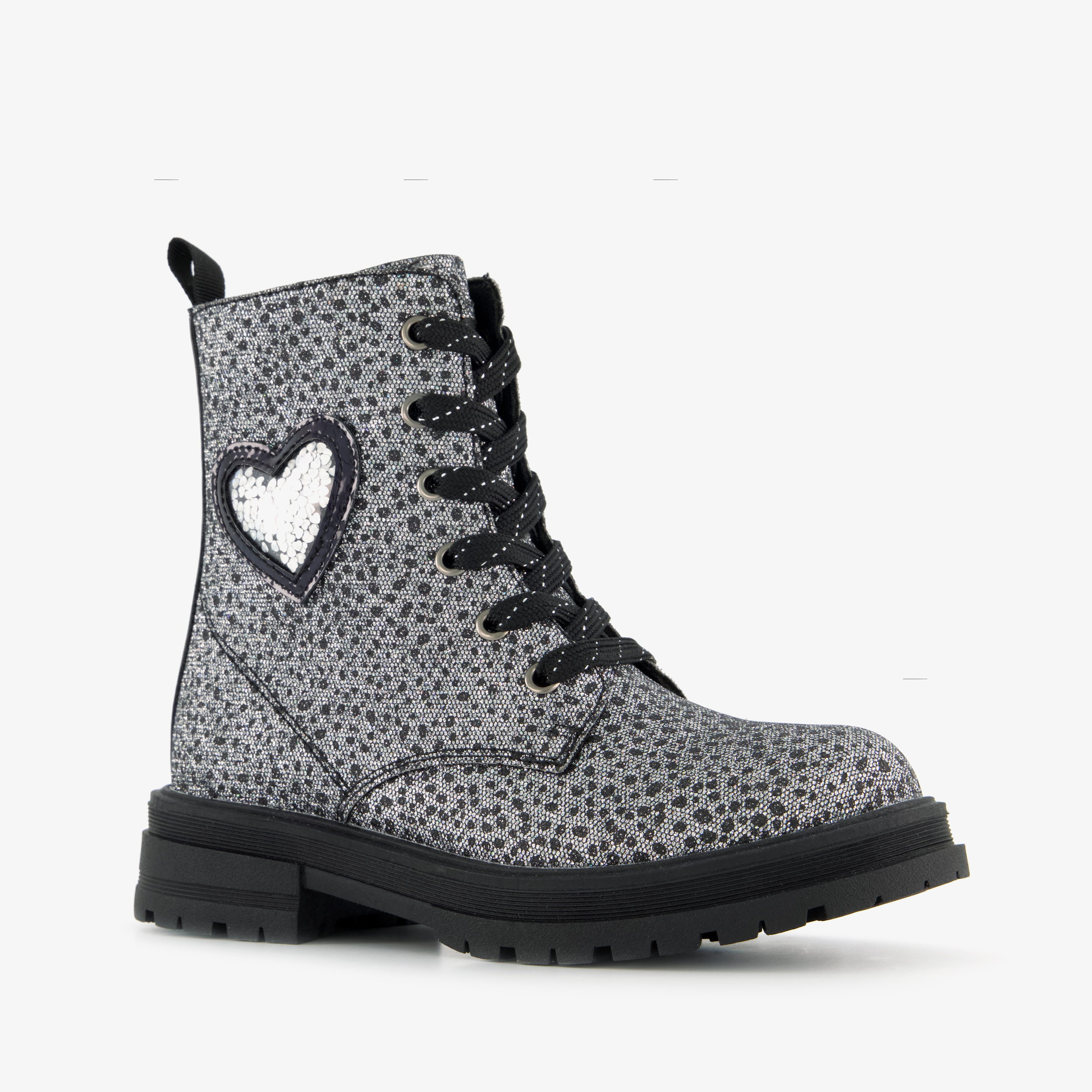 Blue Box meisjes veterboots met hartje zilver